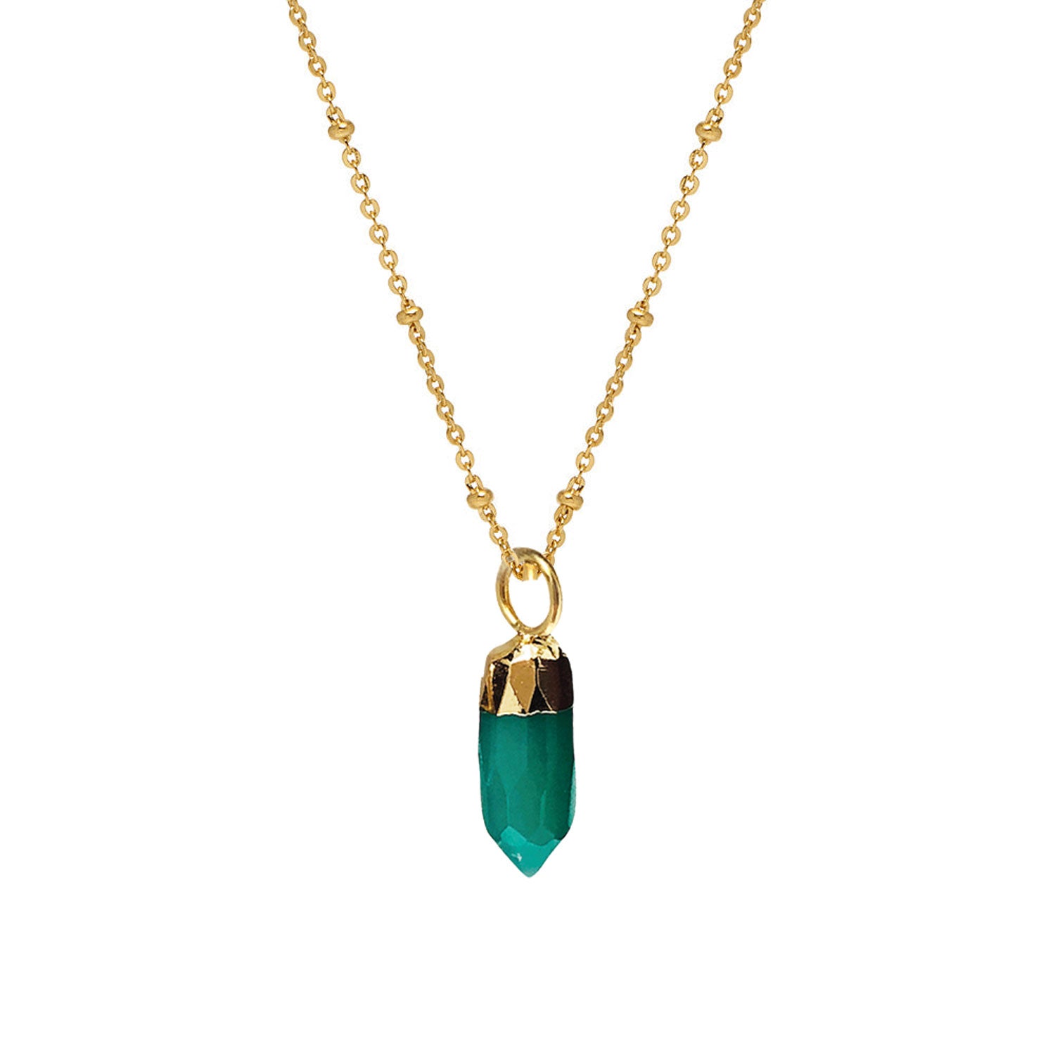 Mini Point Green Onyx Pendant on Satellite chain