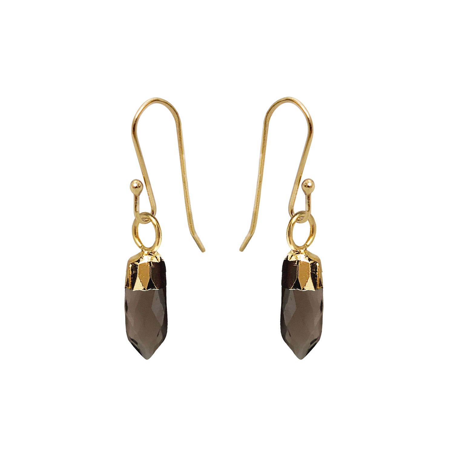 Mini Point Smokey Quartz Earrings