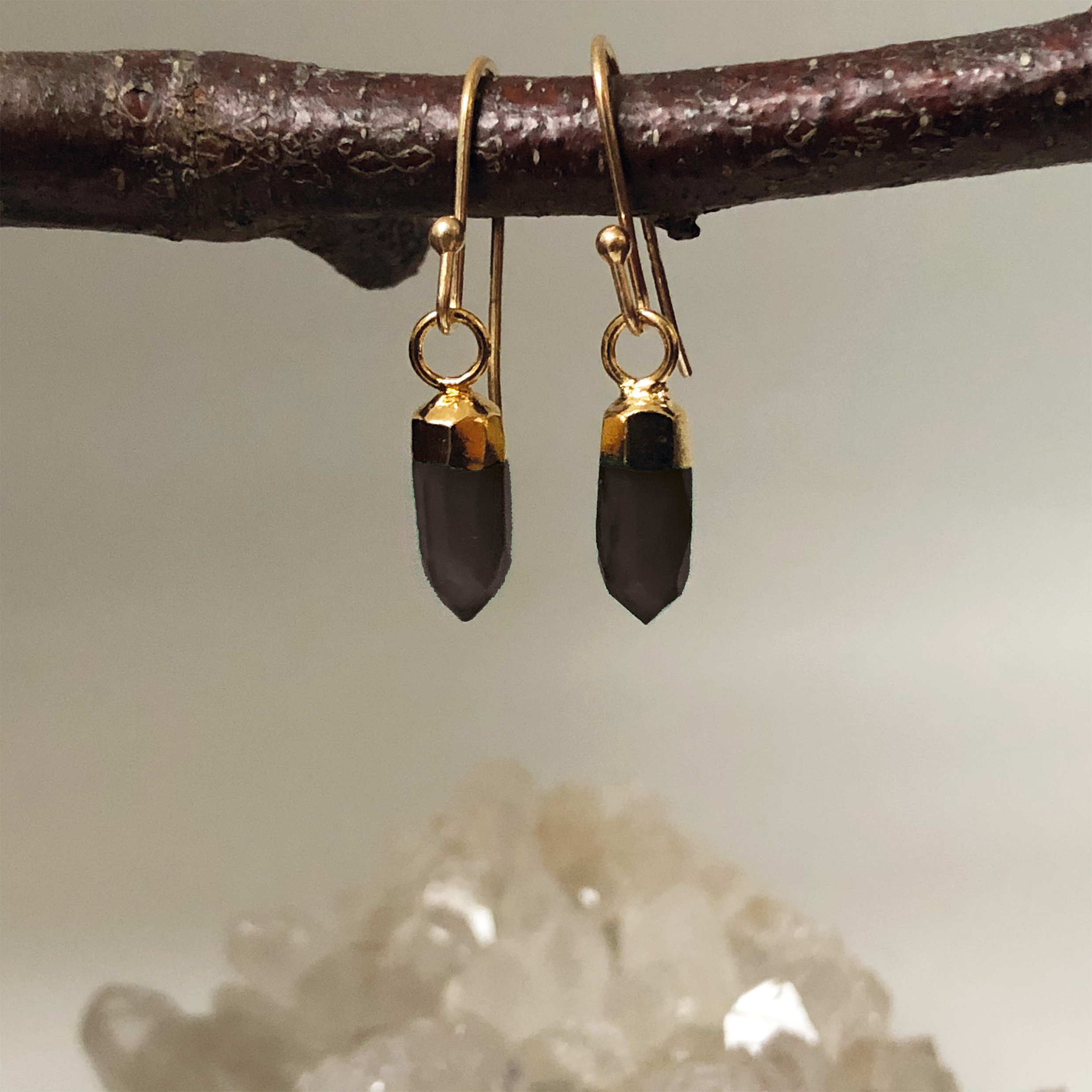 Mini Point Black Onyx Earrings