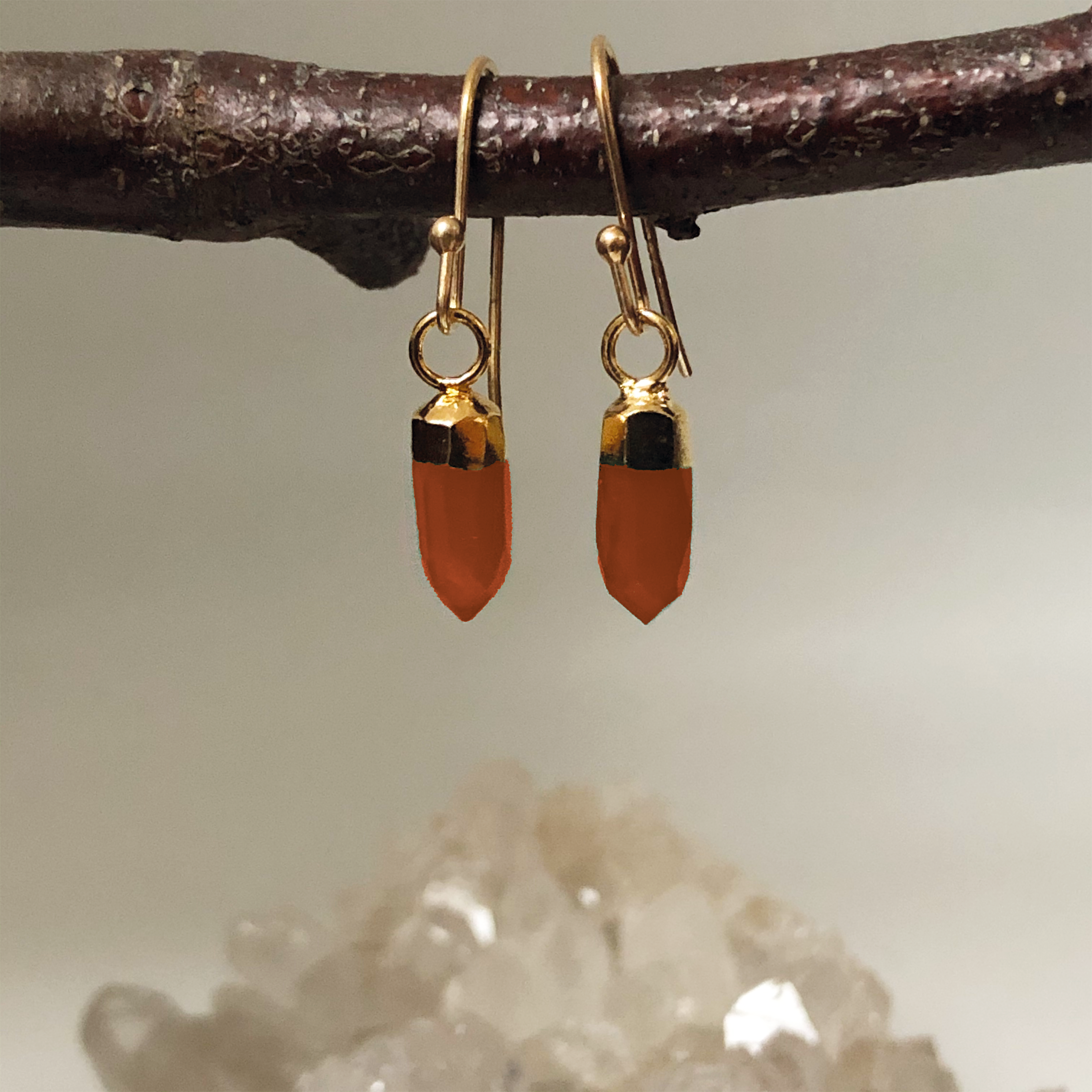 Mini Point Carnelian Earrings