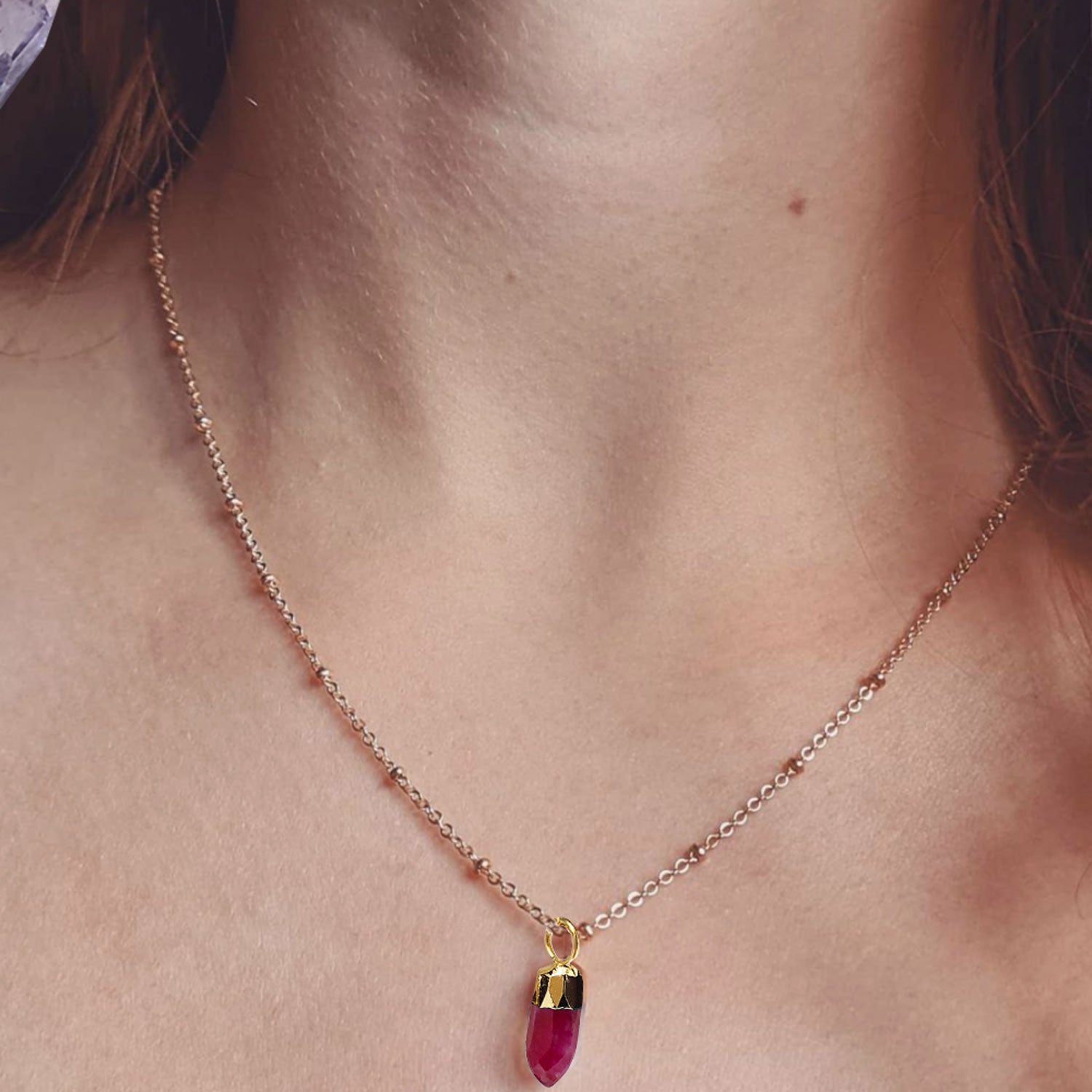 Mini Point Ruby Pendant on Satellite chain