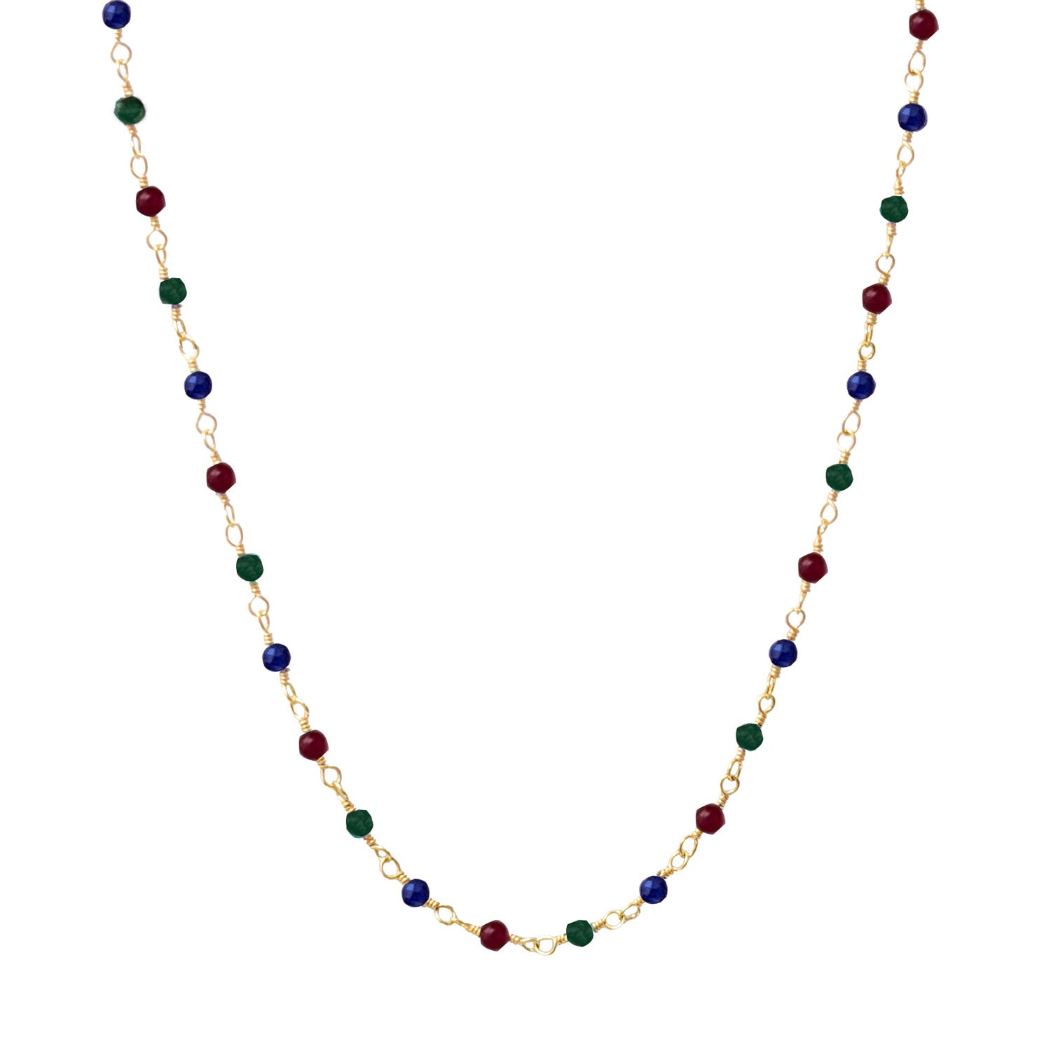 Multi Rosary Ruby, Emerald, Sapphire - Long