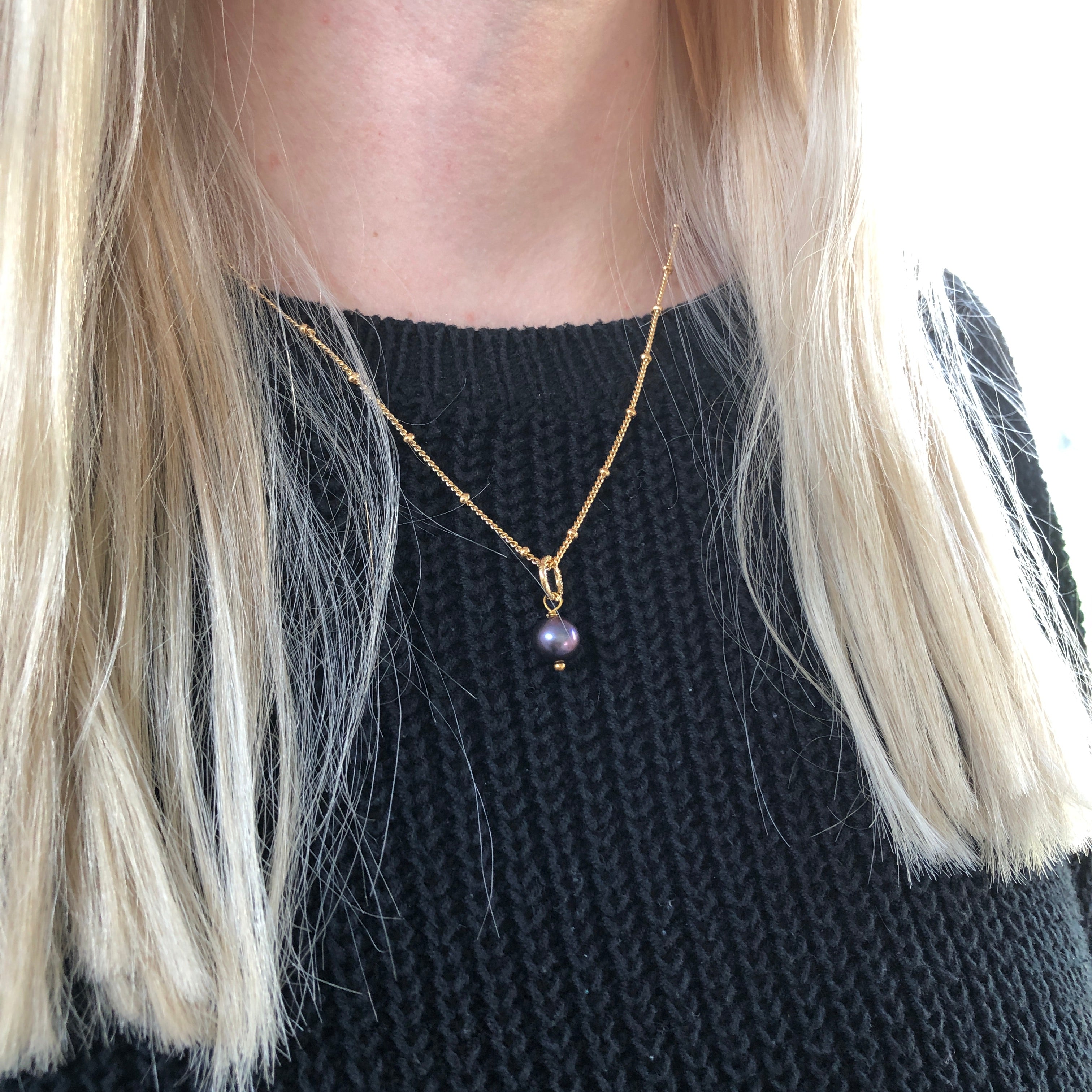 Gita Peacock Pearl Pendant on Biba Chain