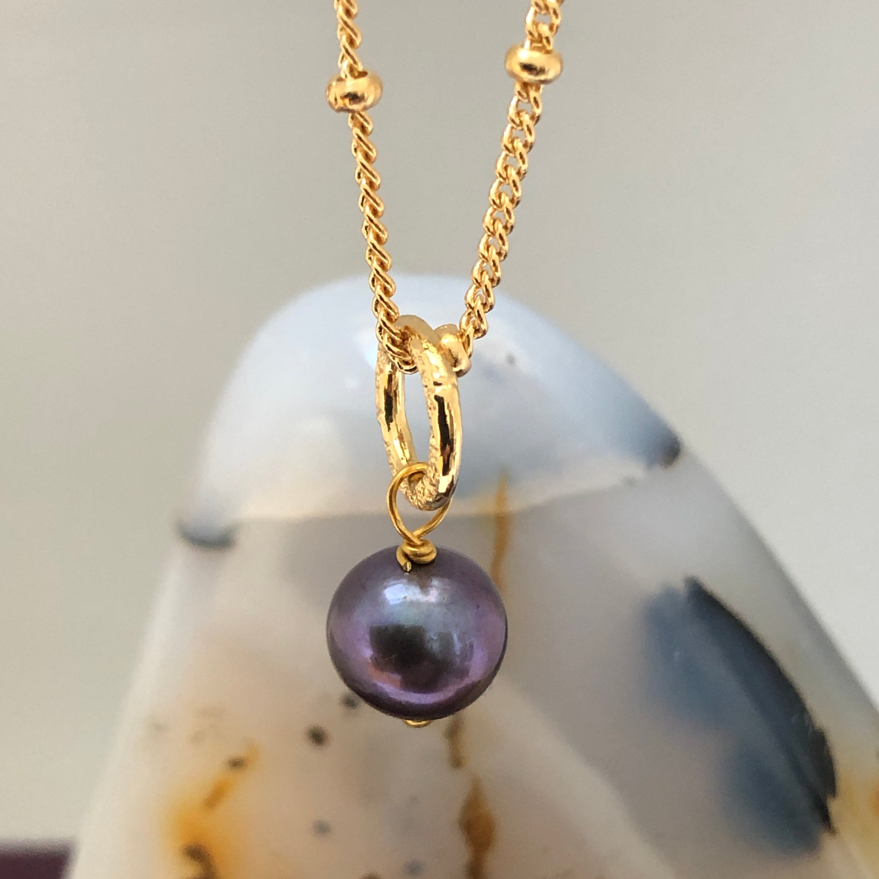 Gita Peacock Pearl Pendant on Biba Chain