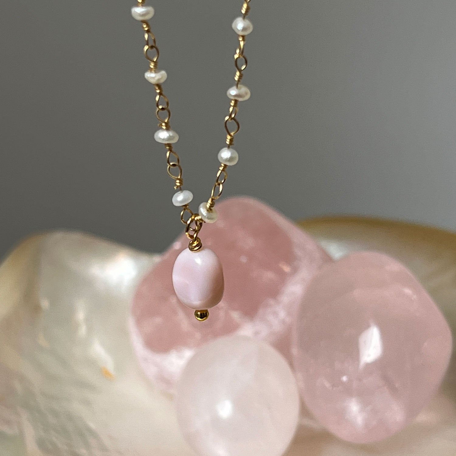 Rosary Pearl with Pink Opal