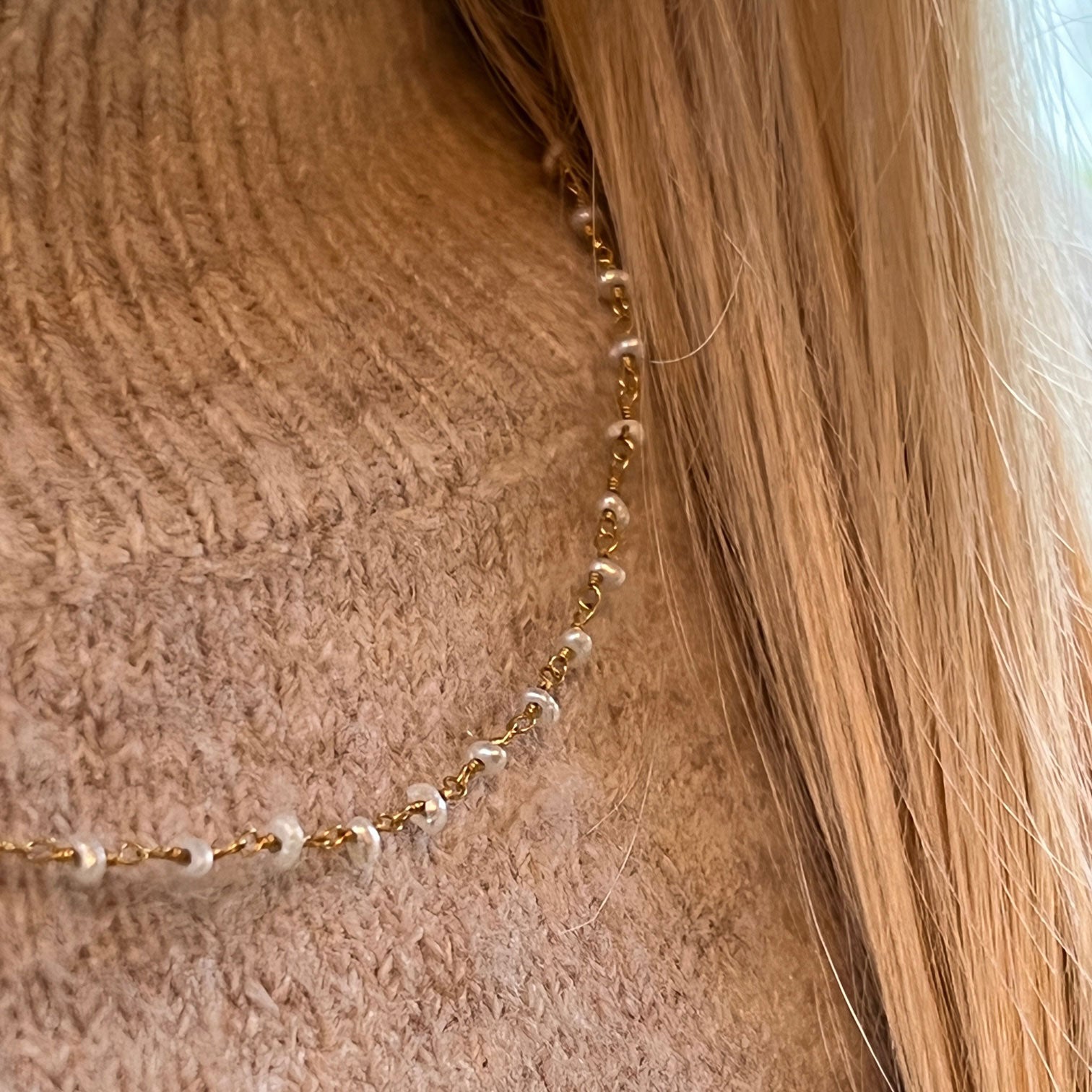 Rosary Natural Pearl freeform short