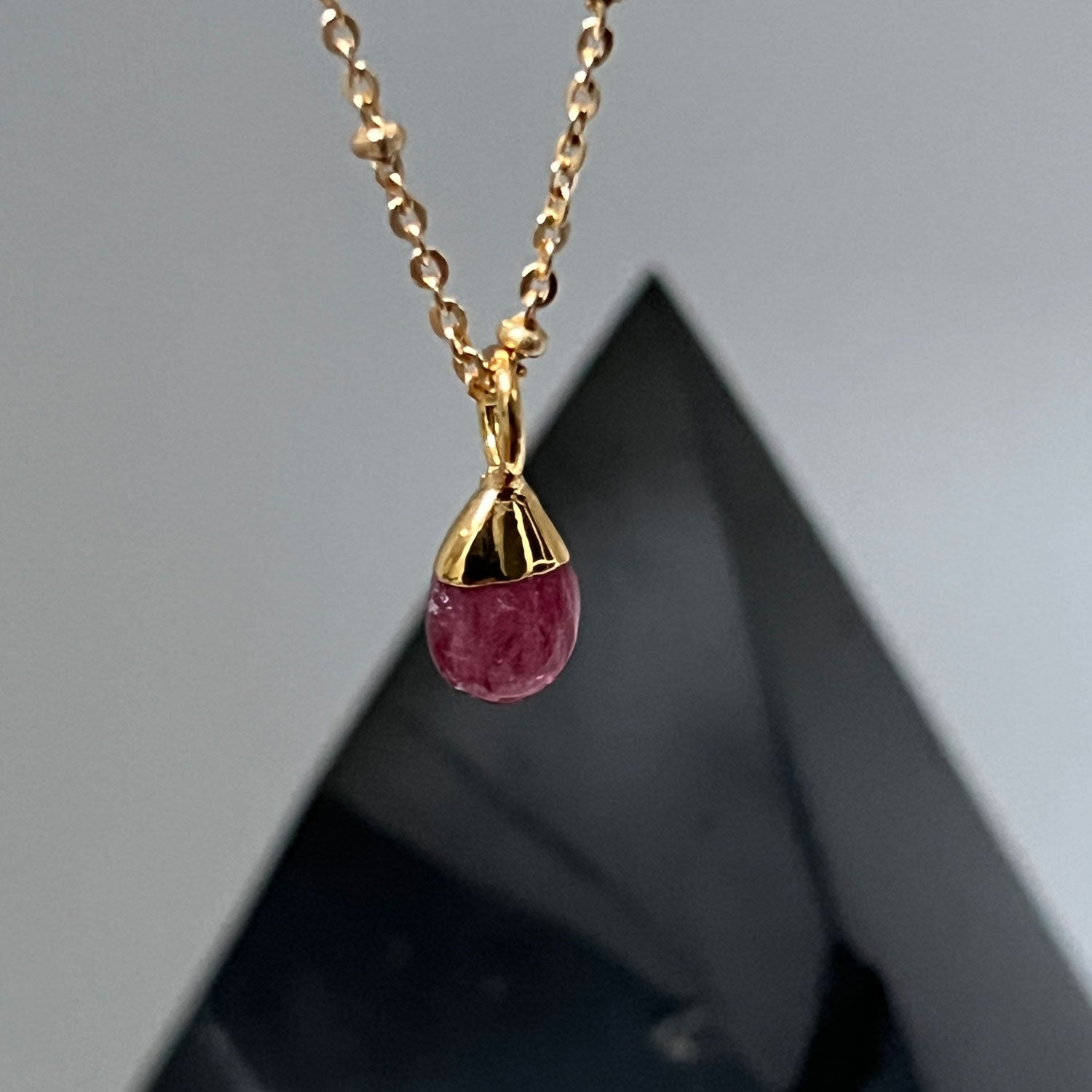 Pink Tourmaline Drop on Satellite Chain