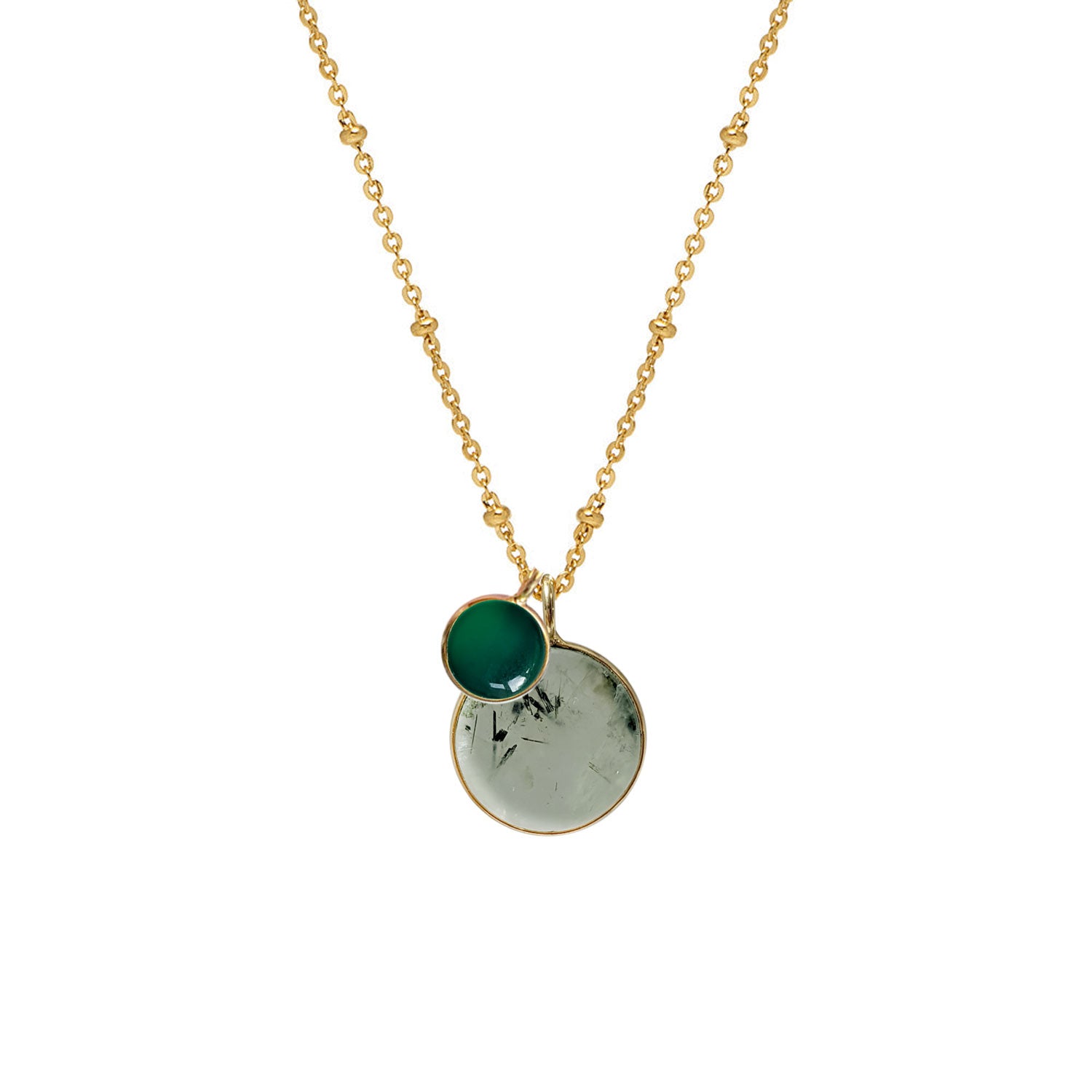 Duo Green Dreams Pendant on Long Satellite Chain