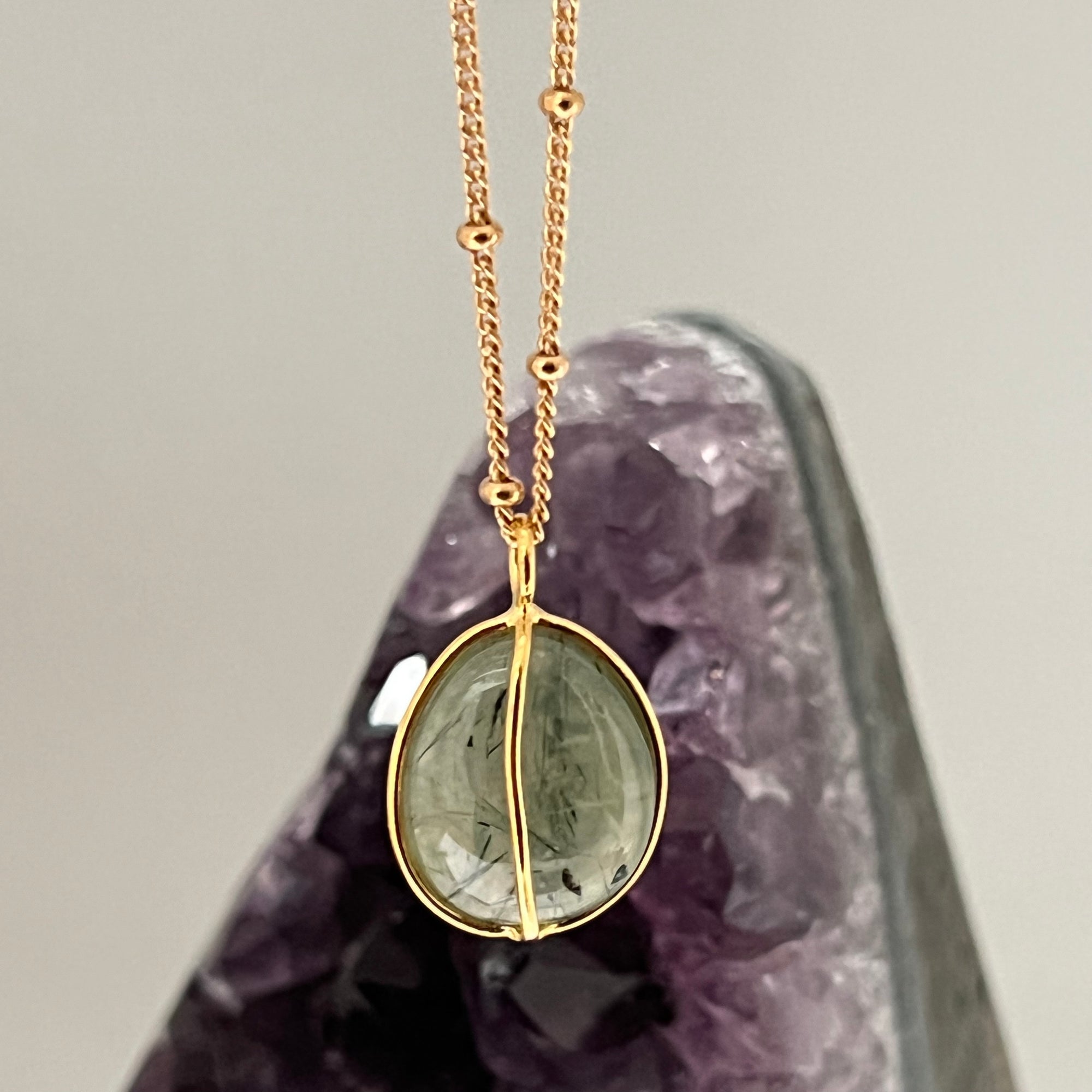 Freeform Pebble Prehnite Pendant