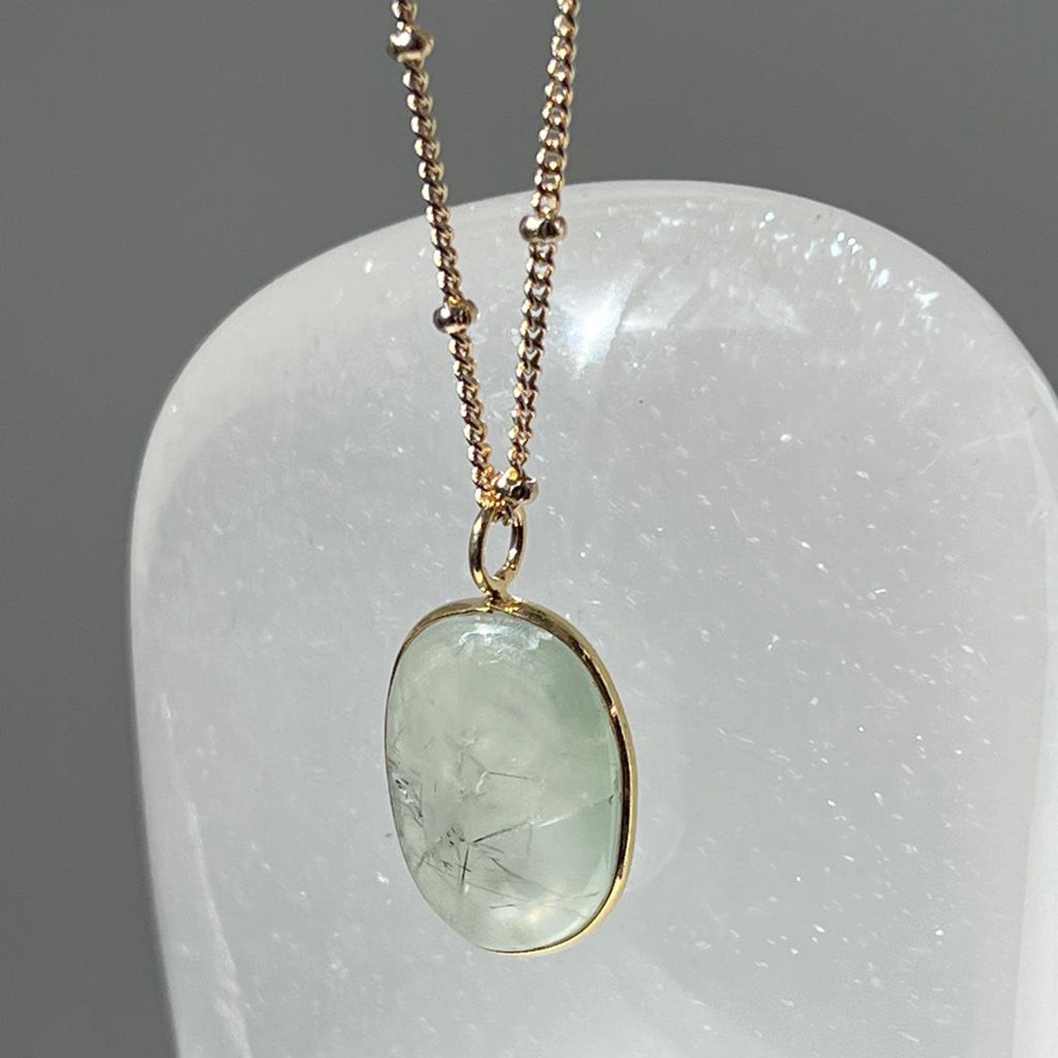 Freeform Prehnite Pendant  Bezel