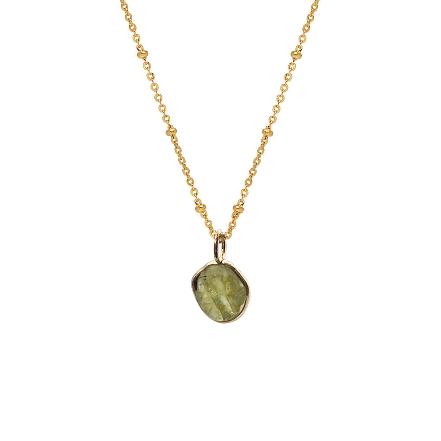 Freeform Raw Peridot slice on Satellite chain