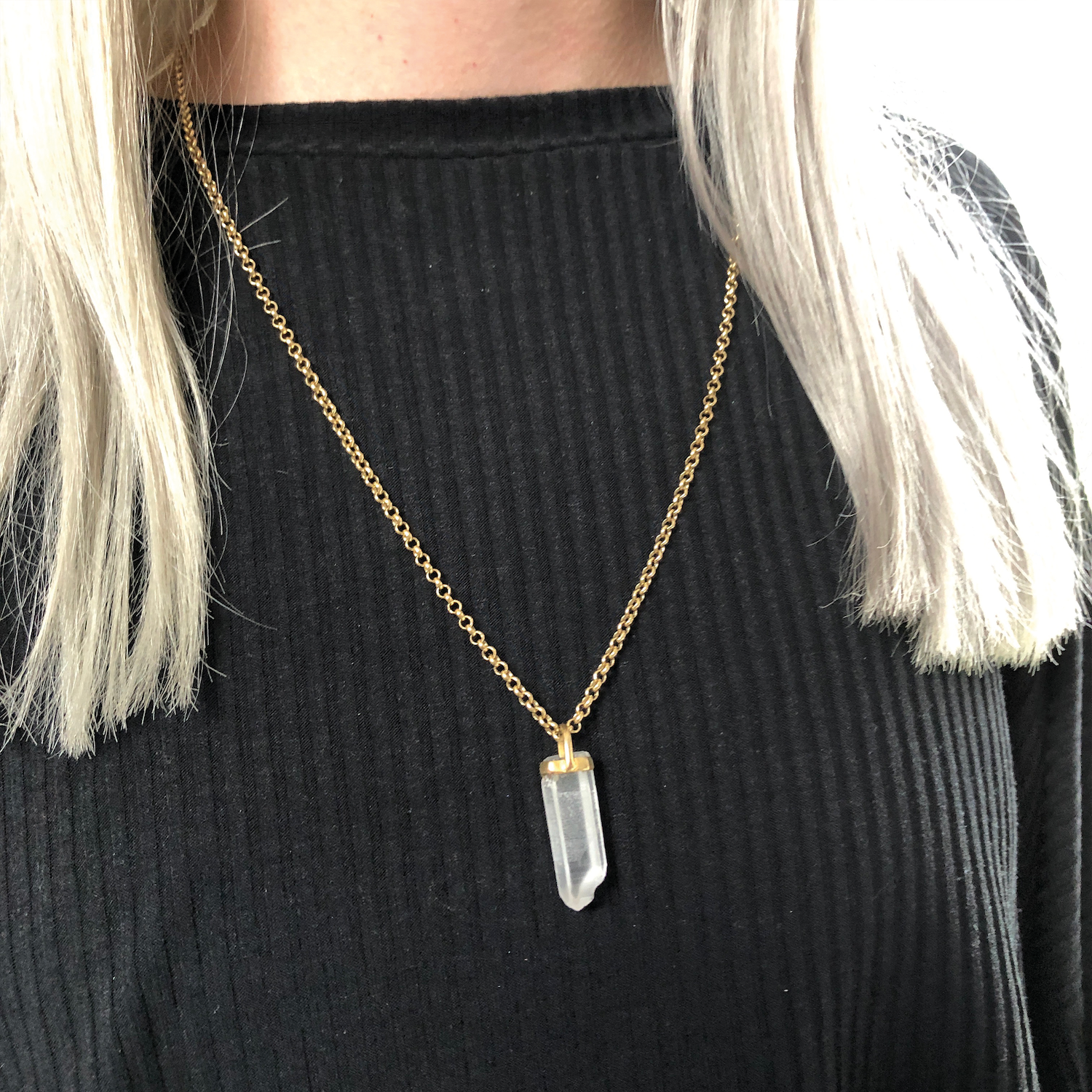 Raw Rock Crystal Point  on Baby Belcher chain