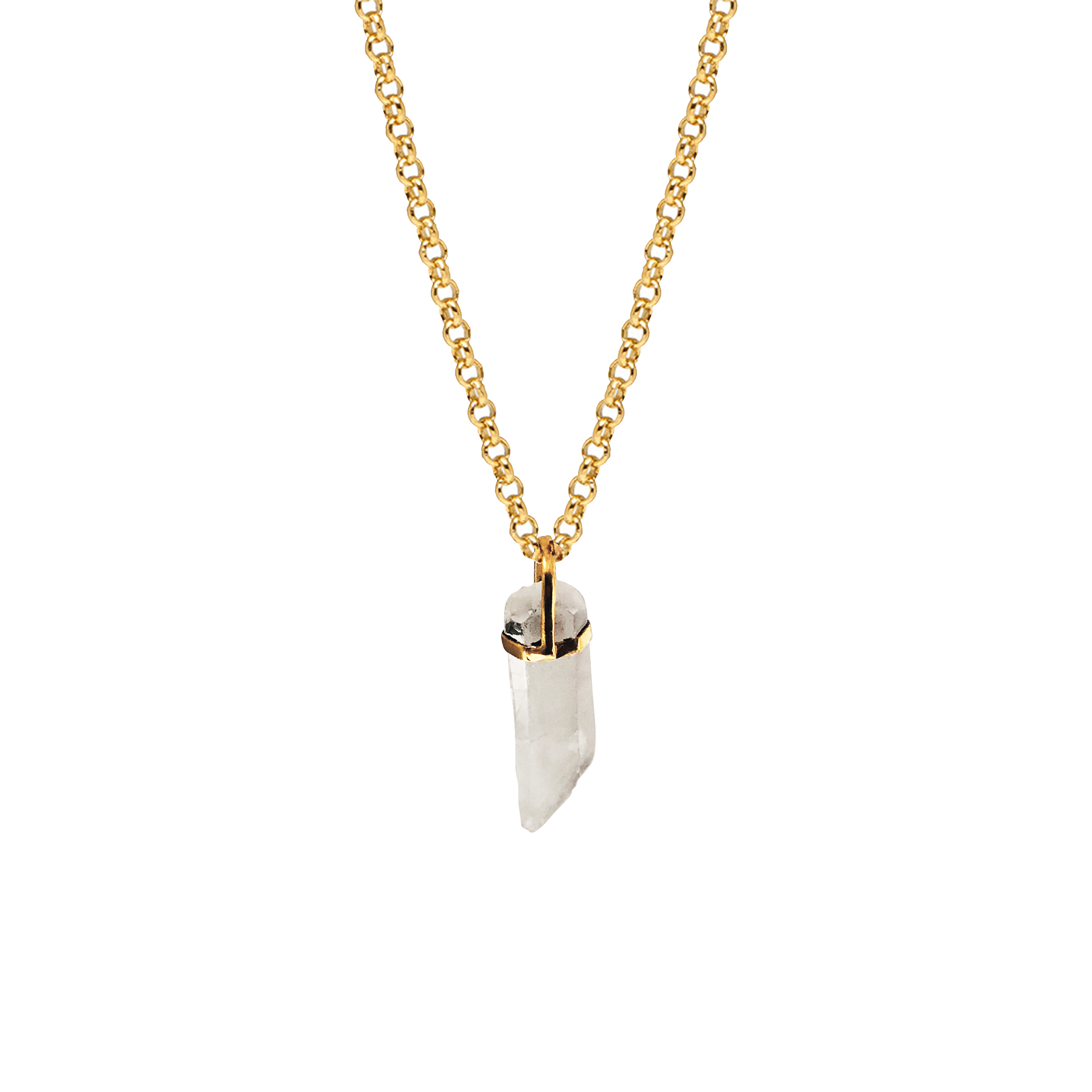 Raw Rock Crystal Point on Baby Belcher chain