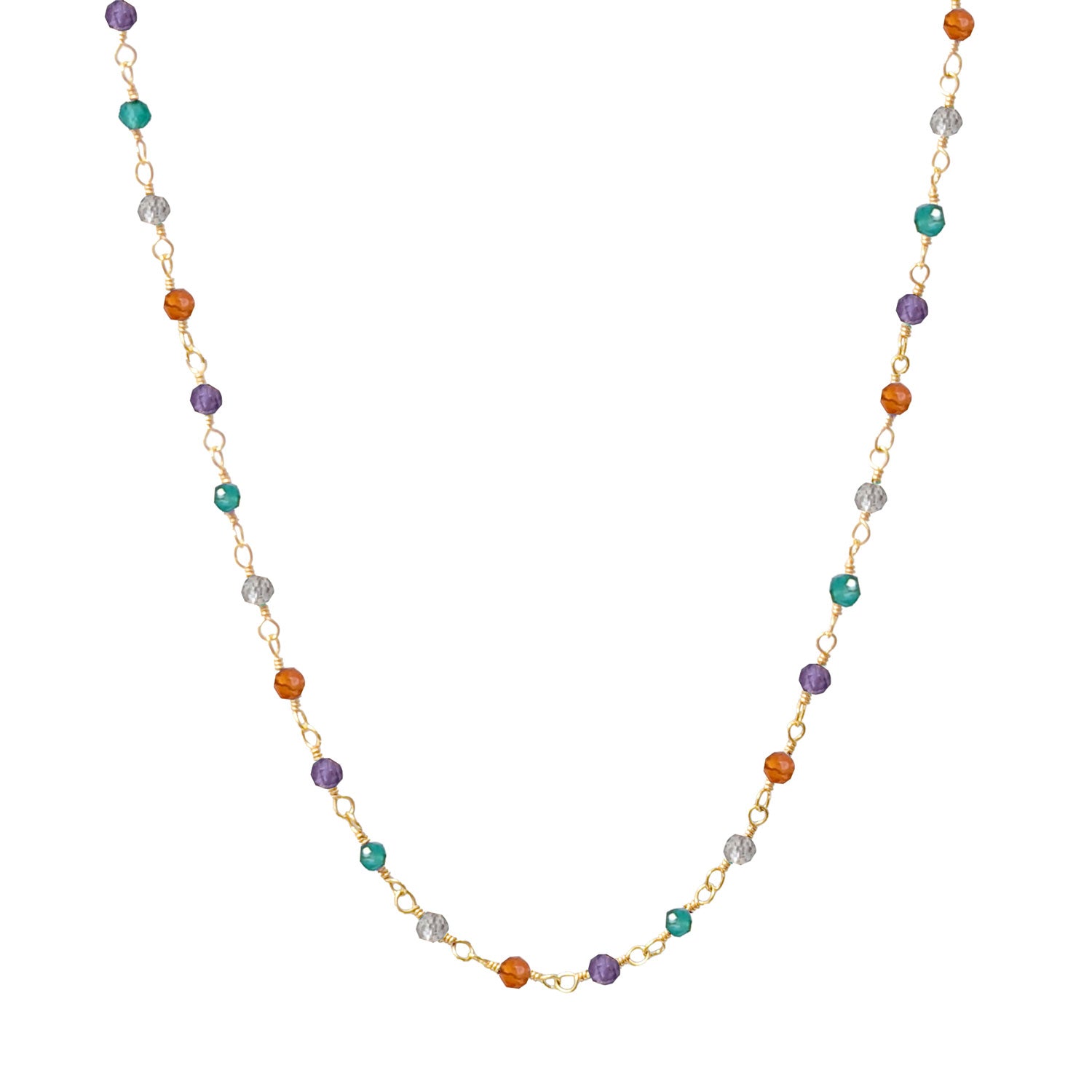 Rosary - Carnelian, Amethyst, Green Onyx, Labradorite, Garnet - Short