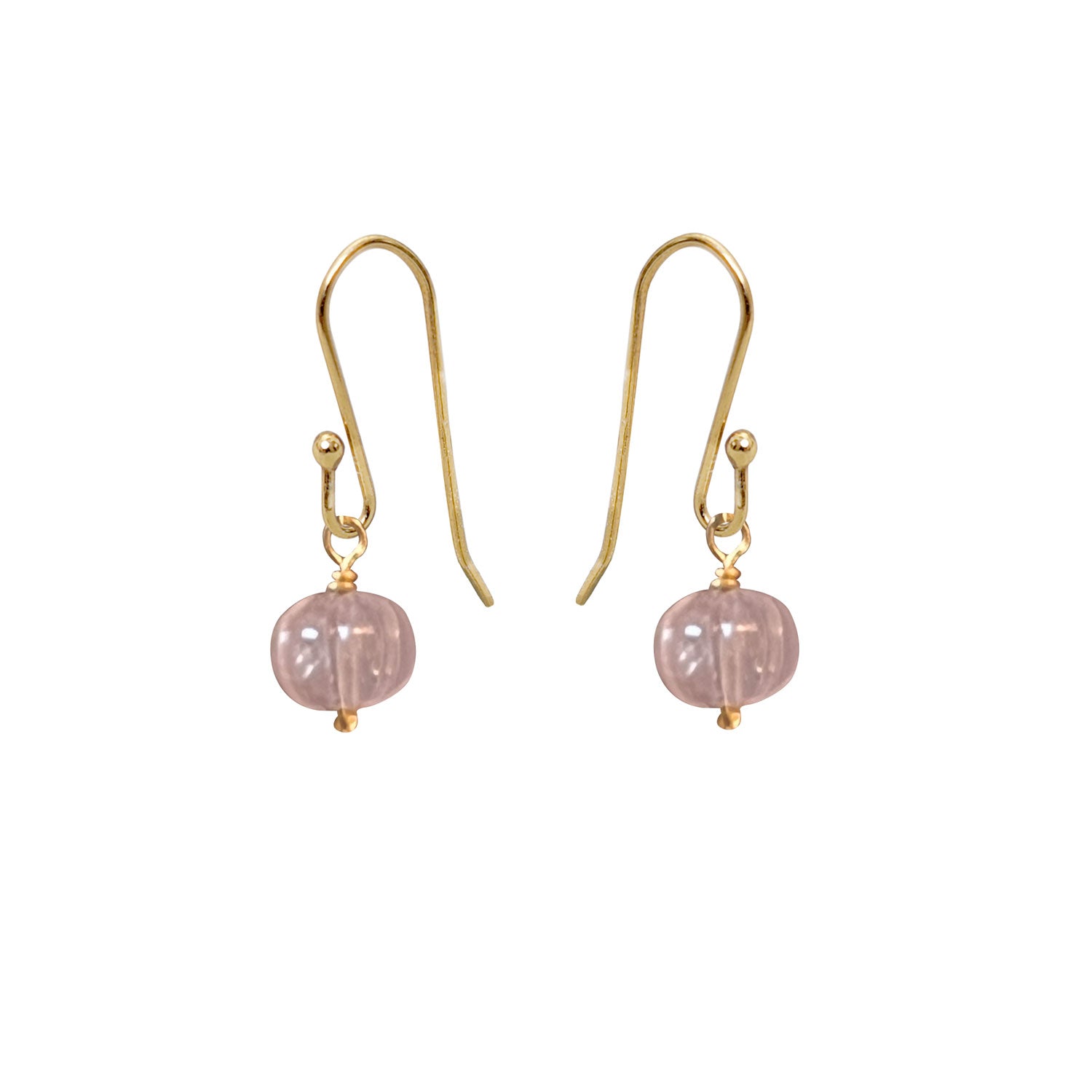 Rose Quartz Carved Earrings