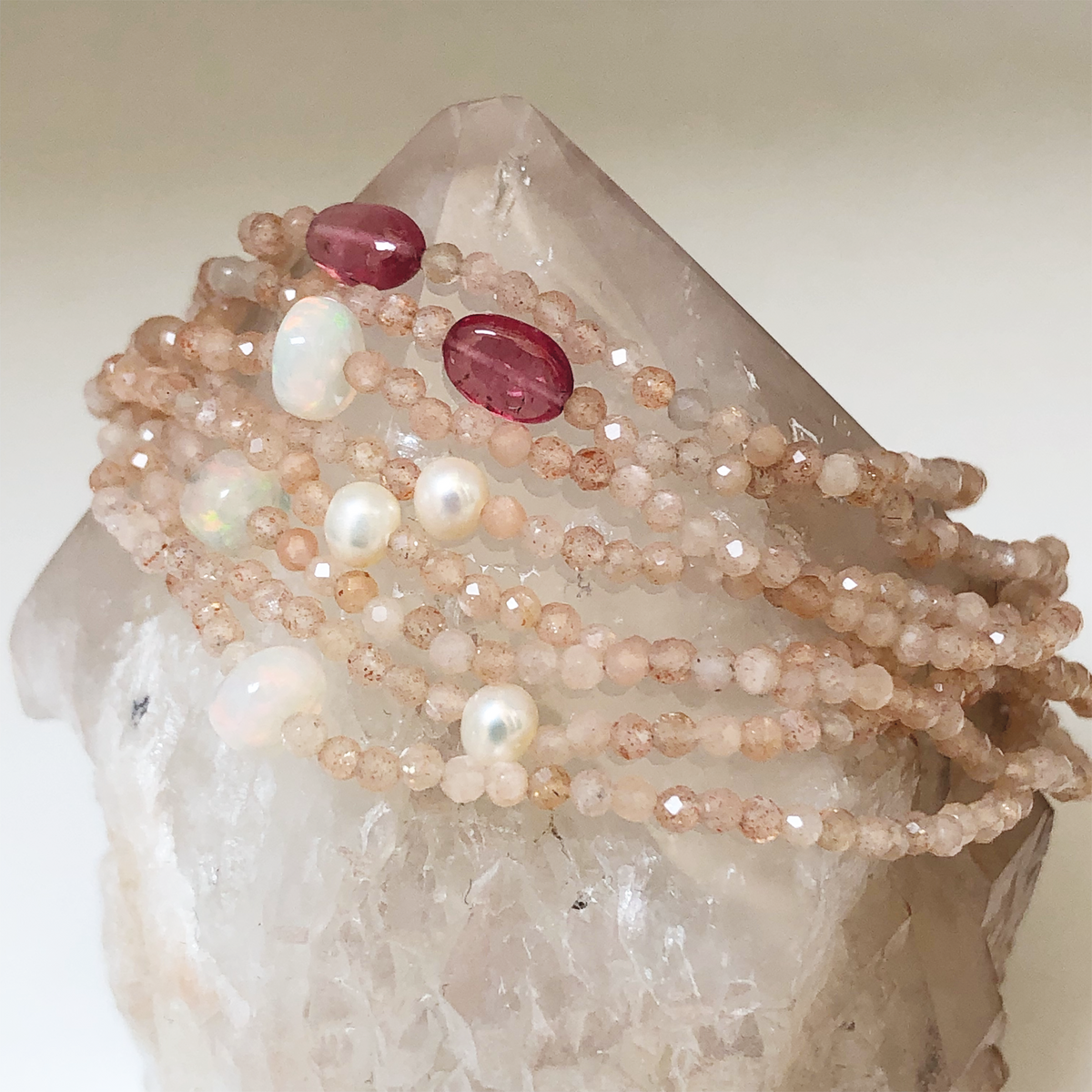 Rose Moonstone Semi-Precious Bracelet