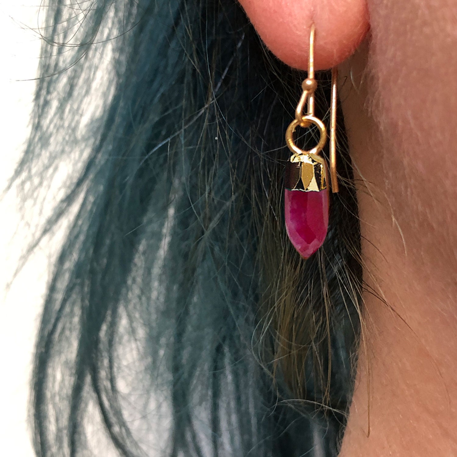 Mini Point Ruby Earrings