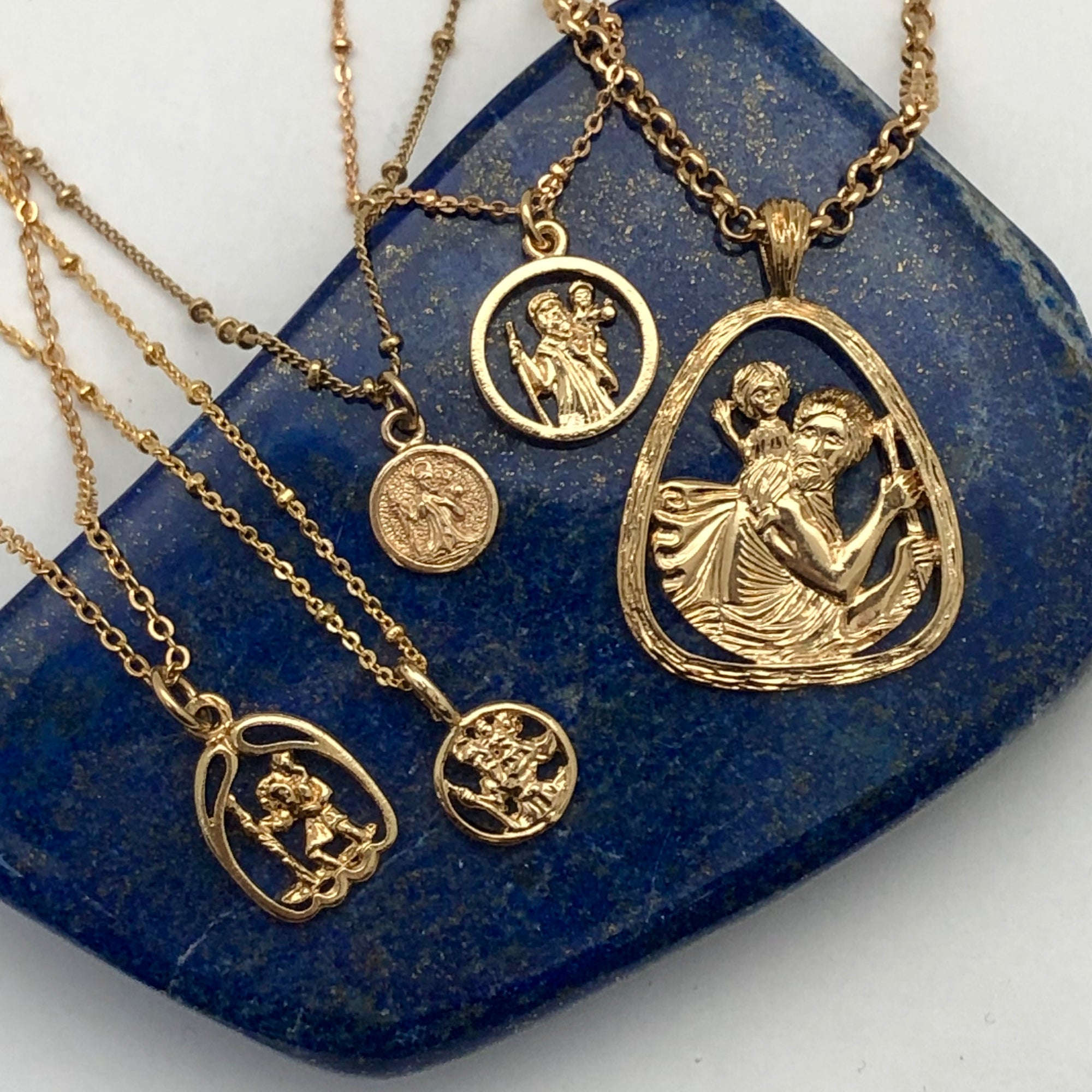 St Christopher Large Triangle Pendant - Mirabelle Jewellery