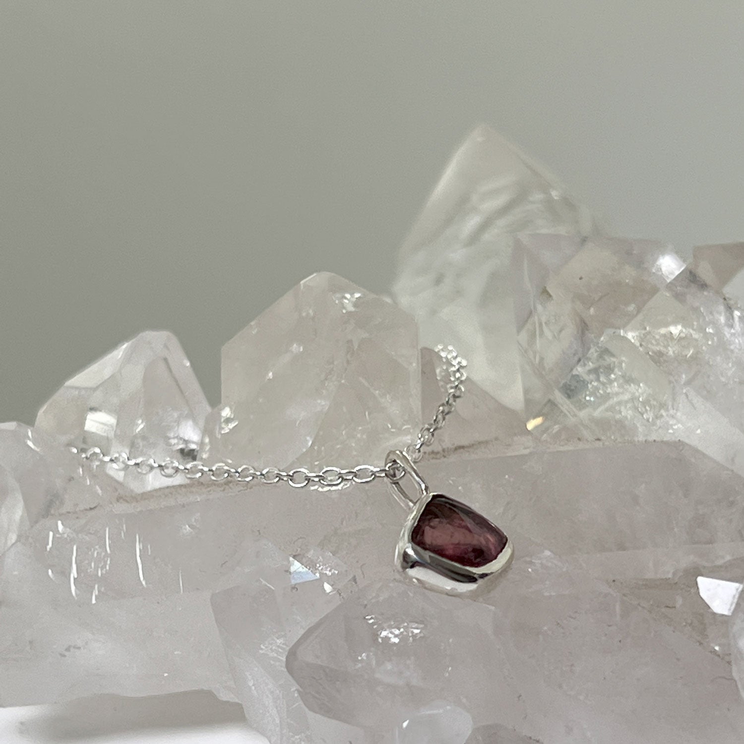 Small Unique Freeform Tourmaline bezel Set In Sterling Silver