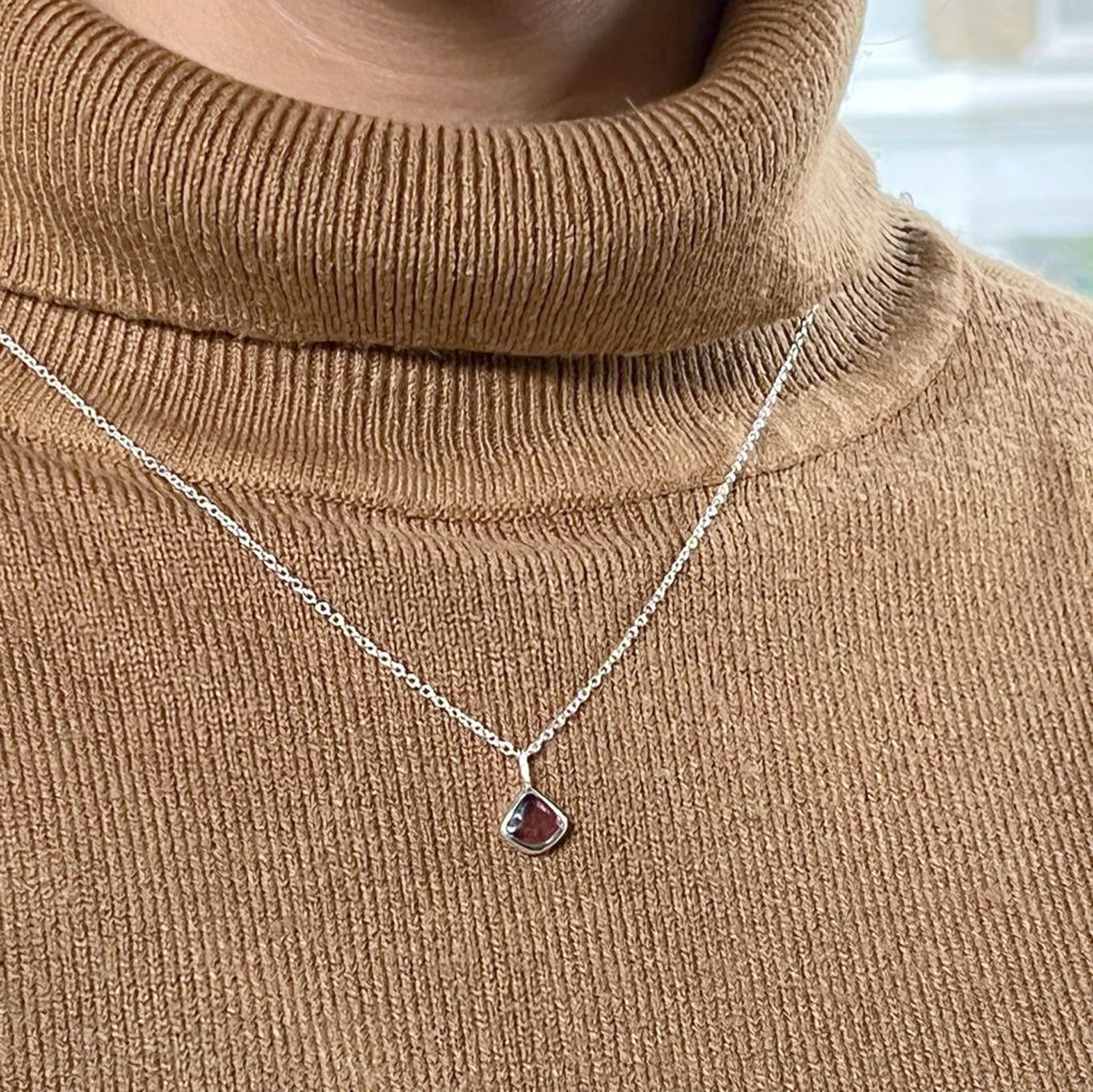 Small Unique Freeform Tourmaline bezel Set In Sterling Silver