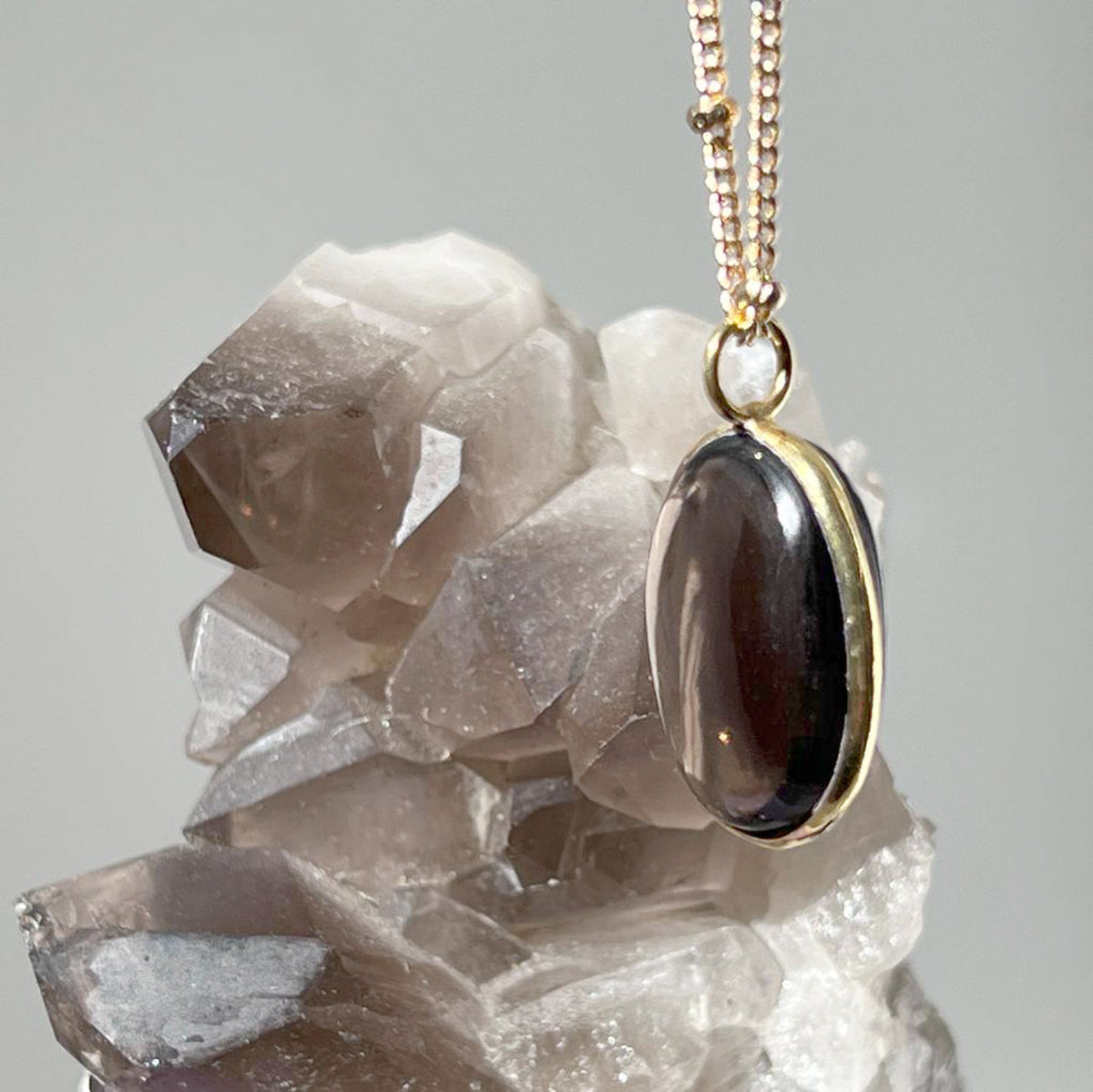 Freeform Smokey Quartz Bezel set pendant