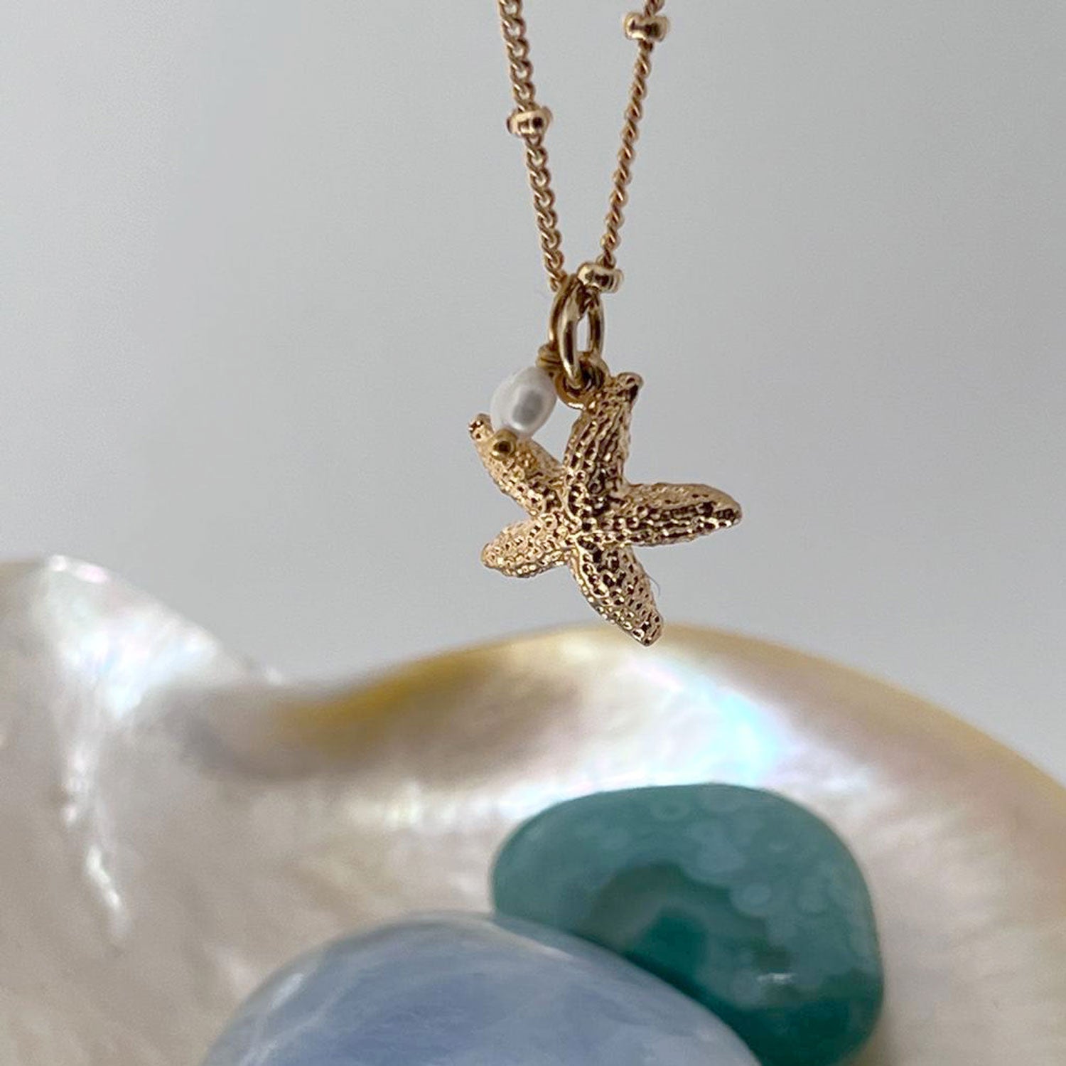 Starfish Charm with pearl on Biba Chain