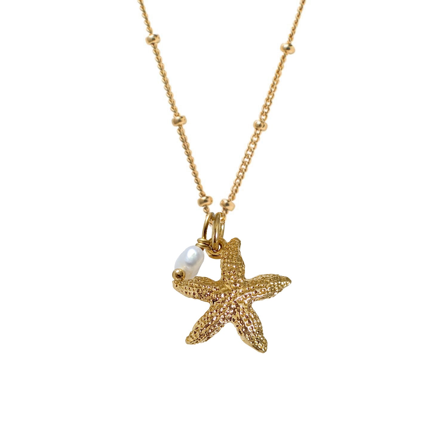 Starfish Charm with pearl on Biba Chain