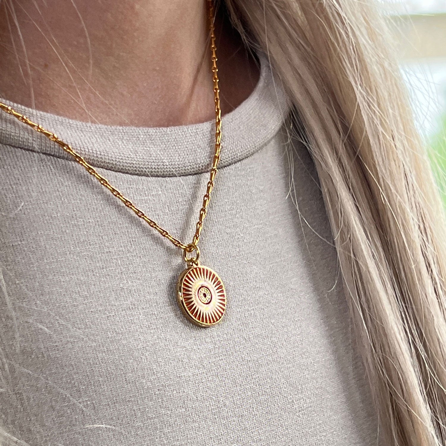 Sun Medal on mini torsade chain