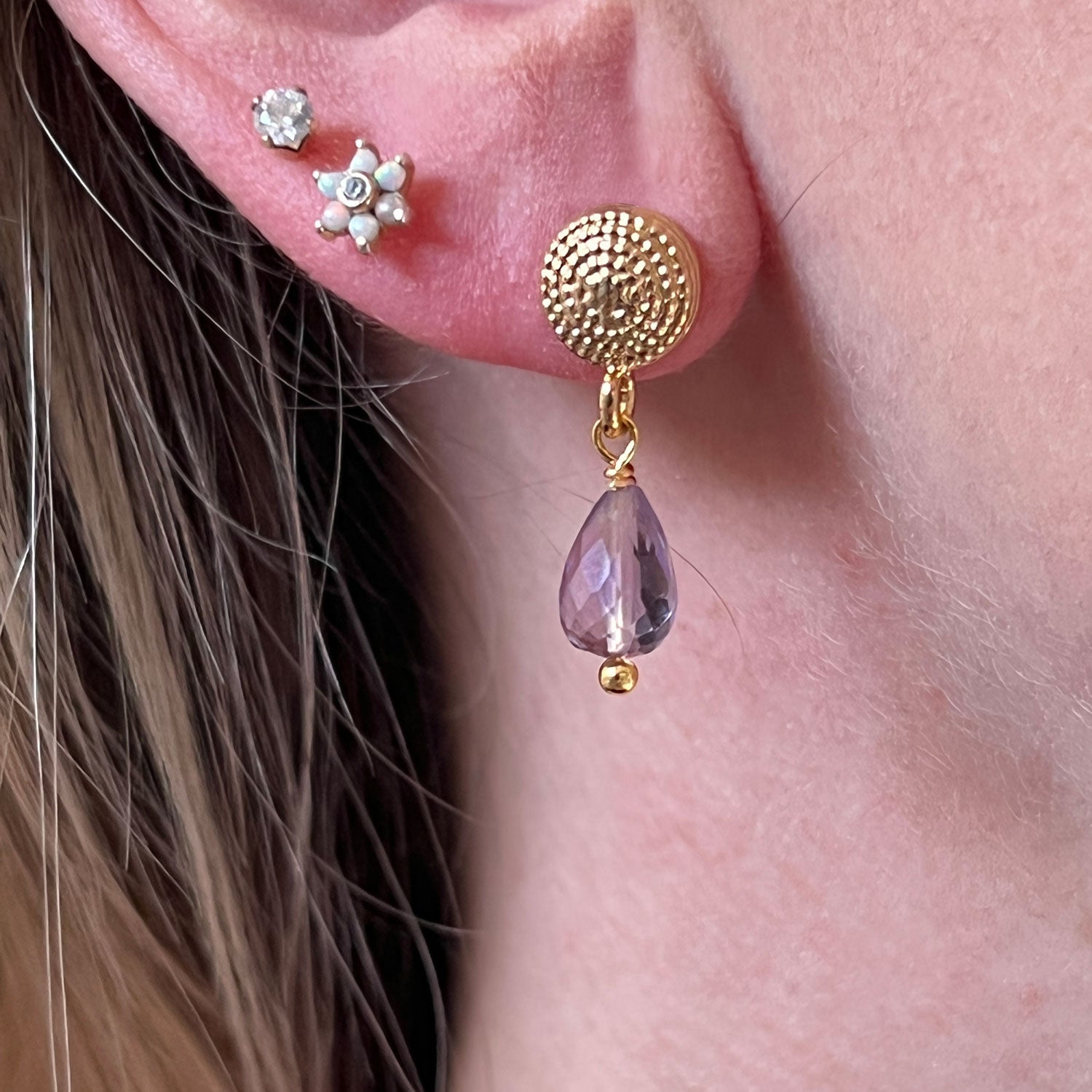 Talia Studs Amethyst Drop