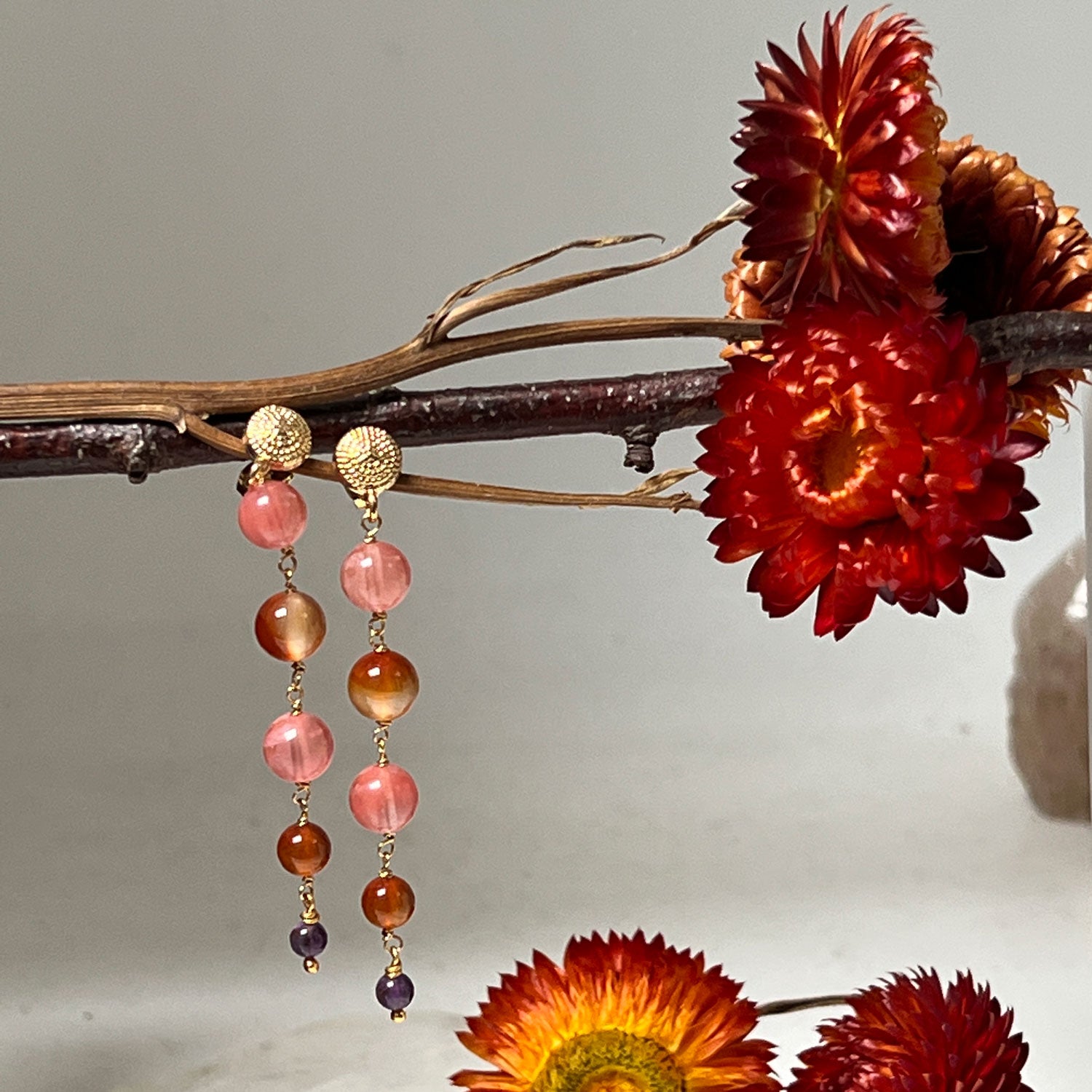 Talia Studs 5 Stone Mixed Berry