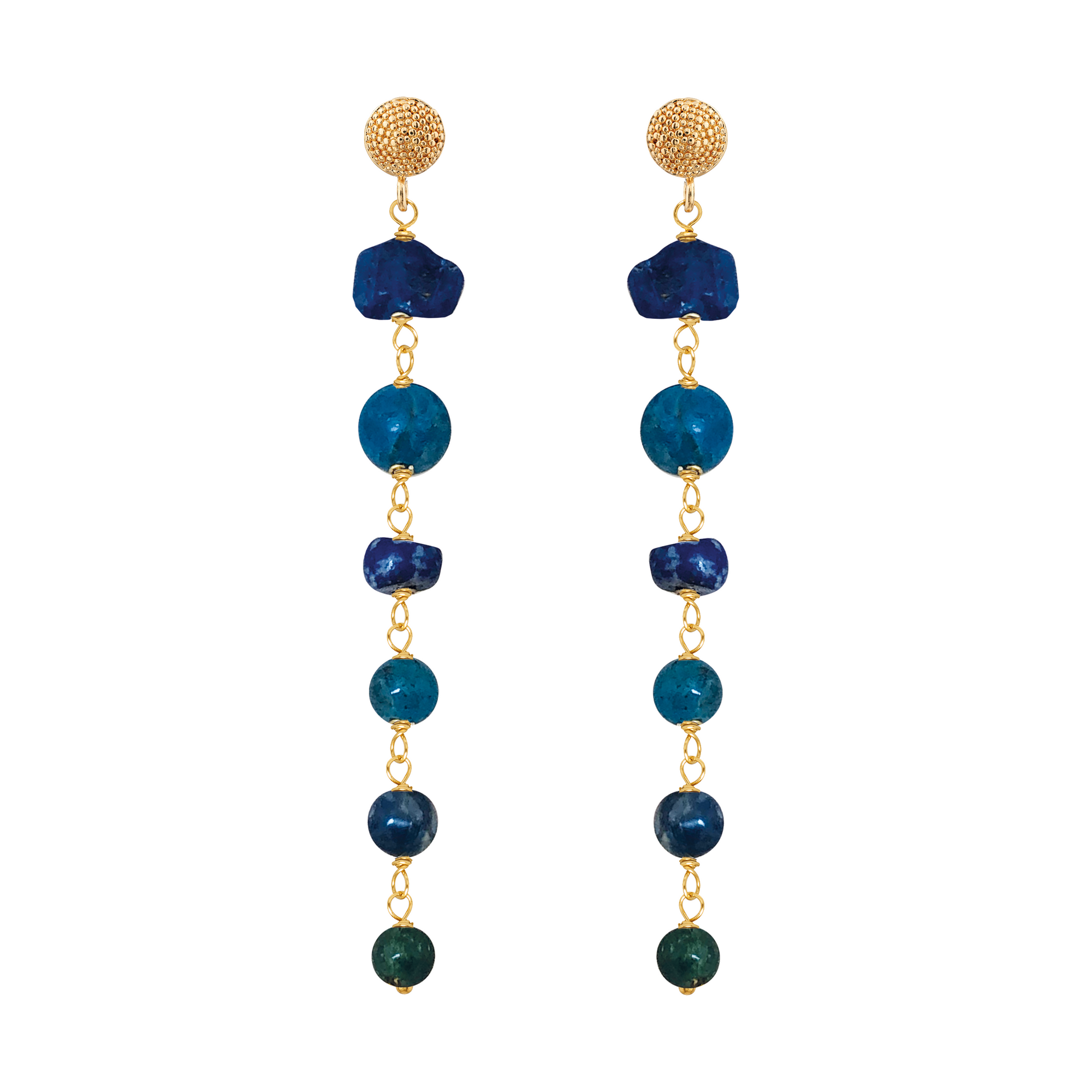 Talia Studs Kyanite, Lapis & Apatite