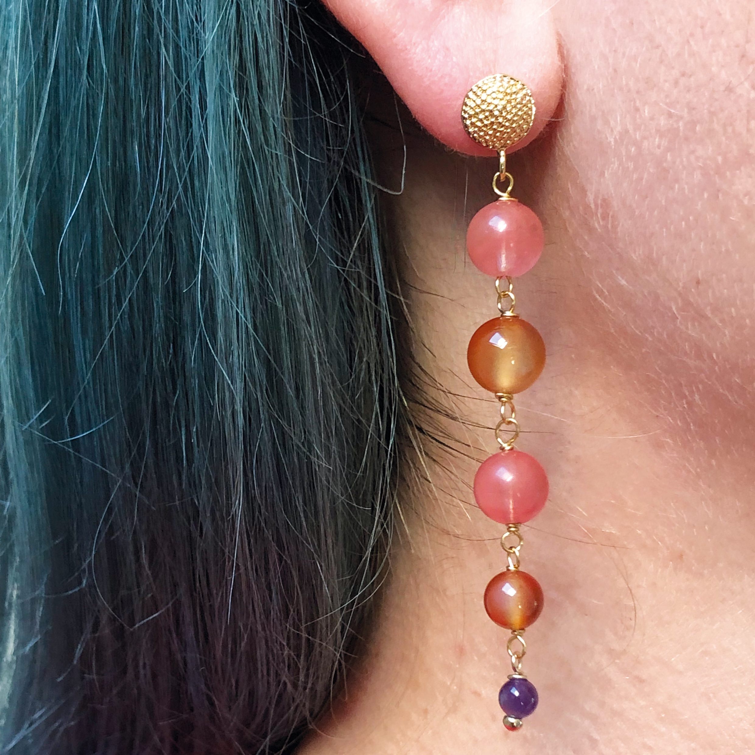 Talia Studs 5 Stone Mixed Berry