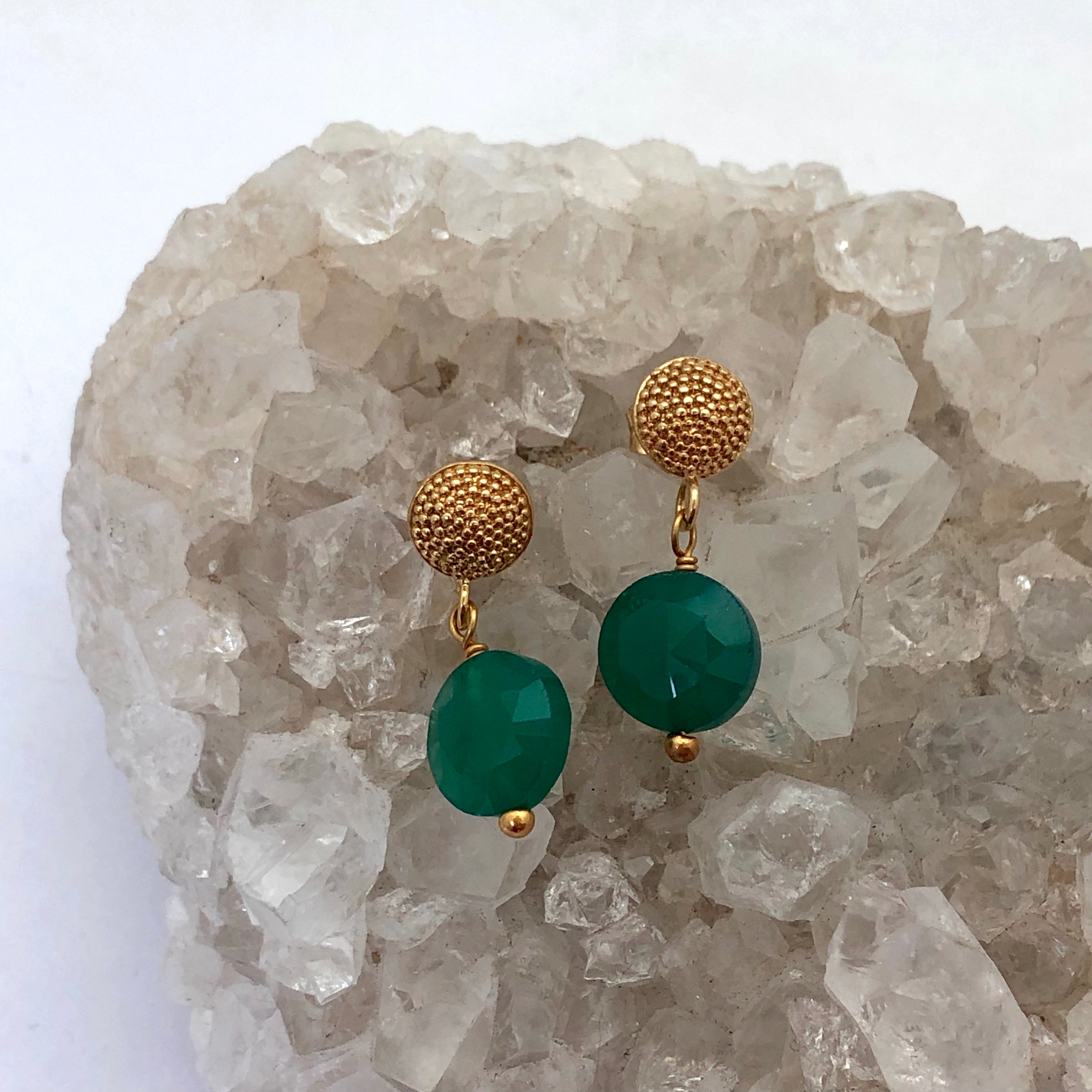 Talia Studs Green Onyx - Mirabelle Jewellery