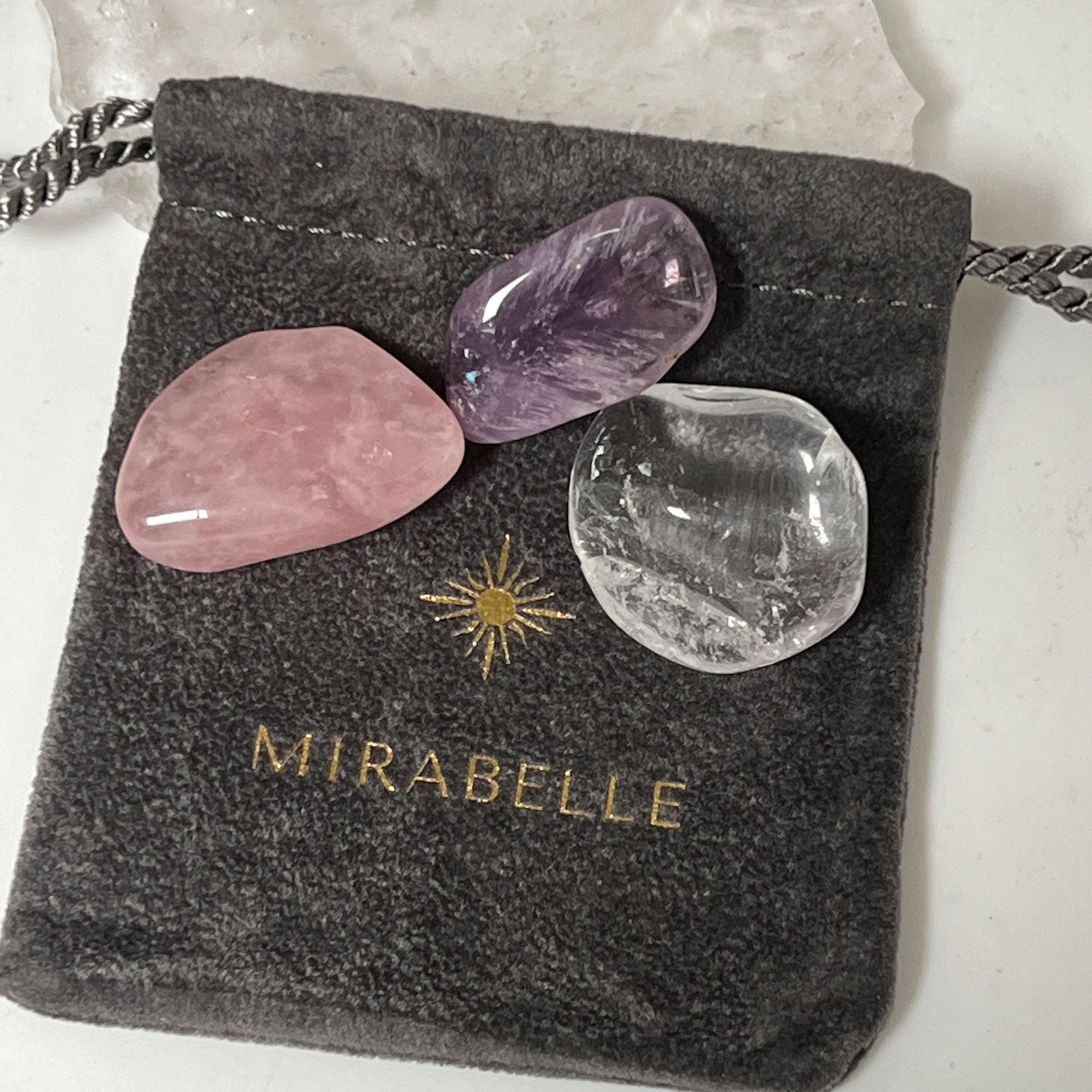 Essential Crystal Kit, Rose Quartz, Amethyst , Rock Crystal