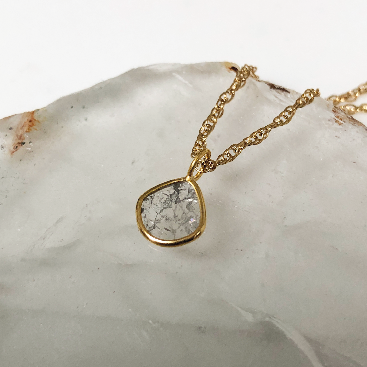 Tiny Freeform Vermeil Polki Diamond Pendant