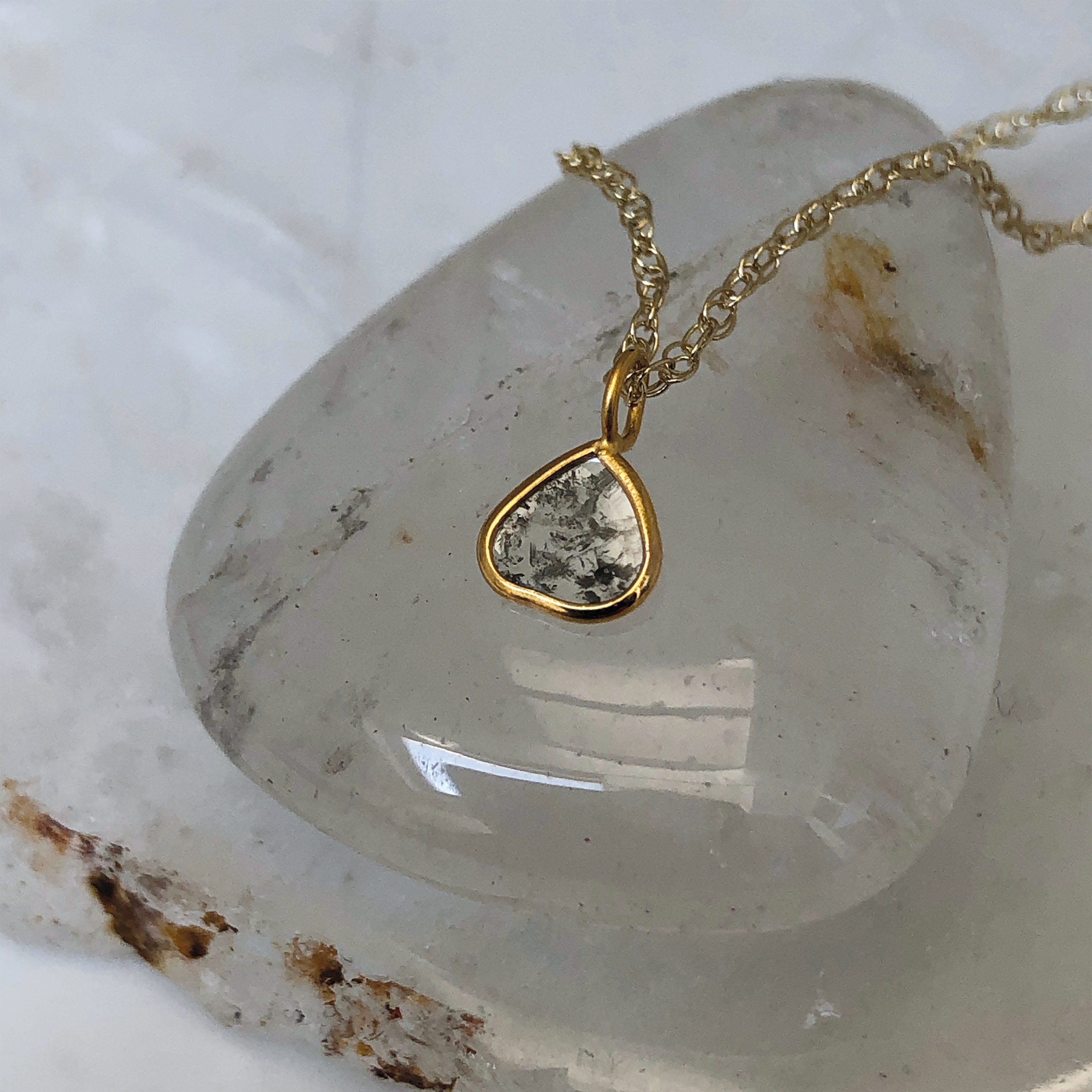 Tiny Freeform Vermeil Polki Diamond Pendant