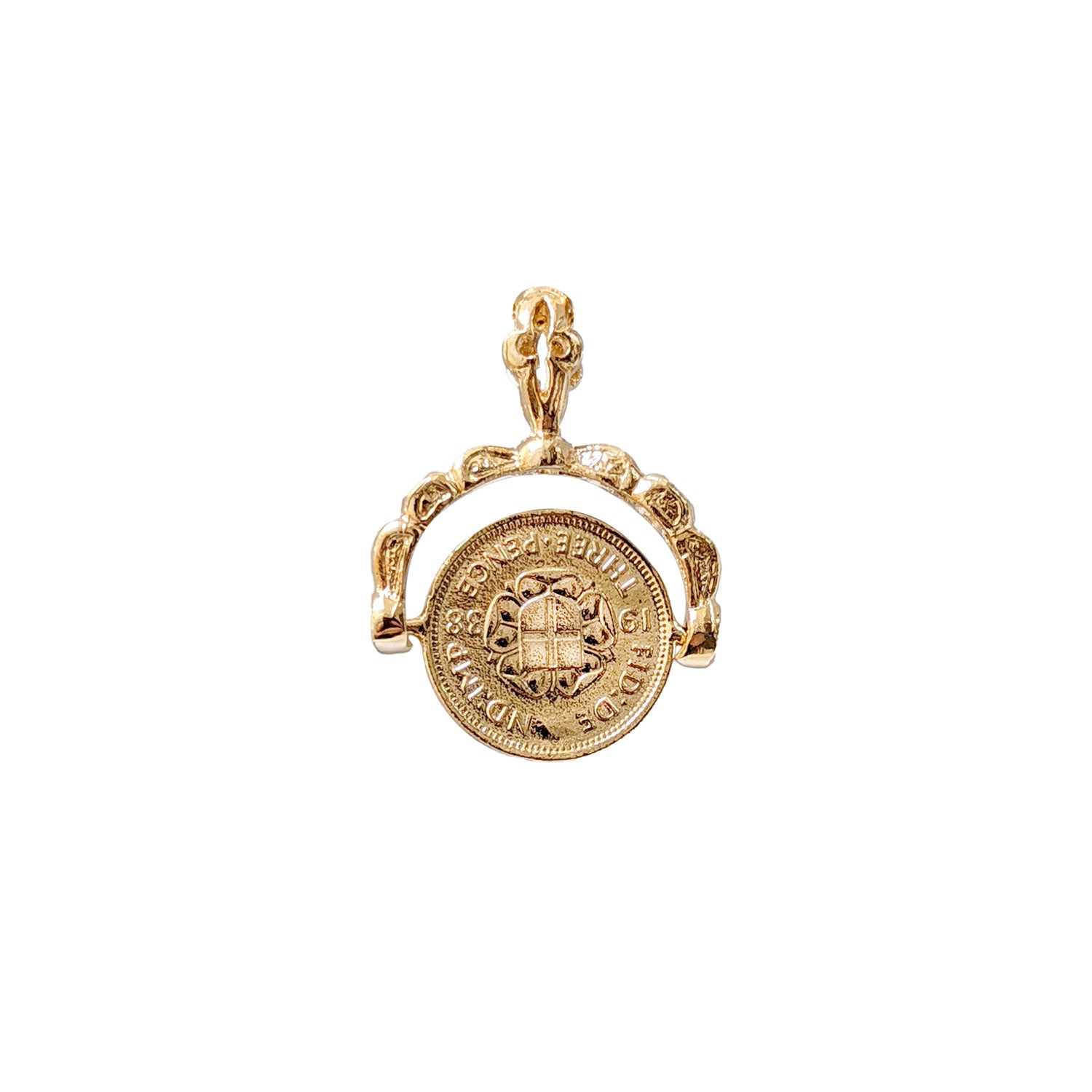 Victorian Spinner Coin Charm Pendant