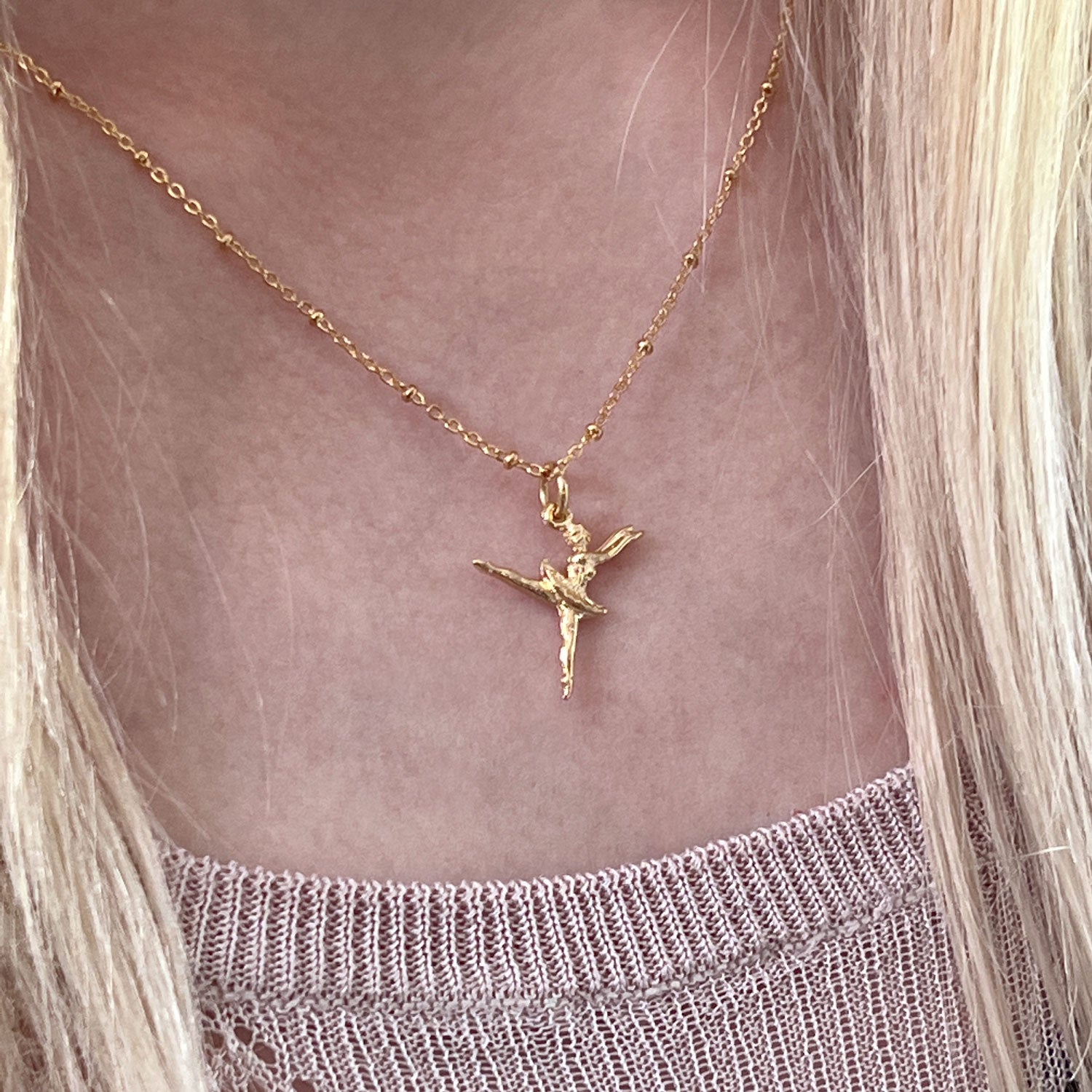 Tiny Ballerina Charm Necklace