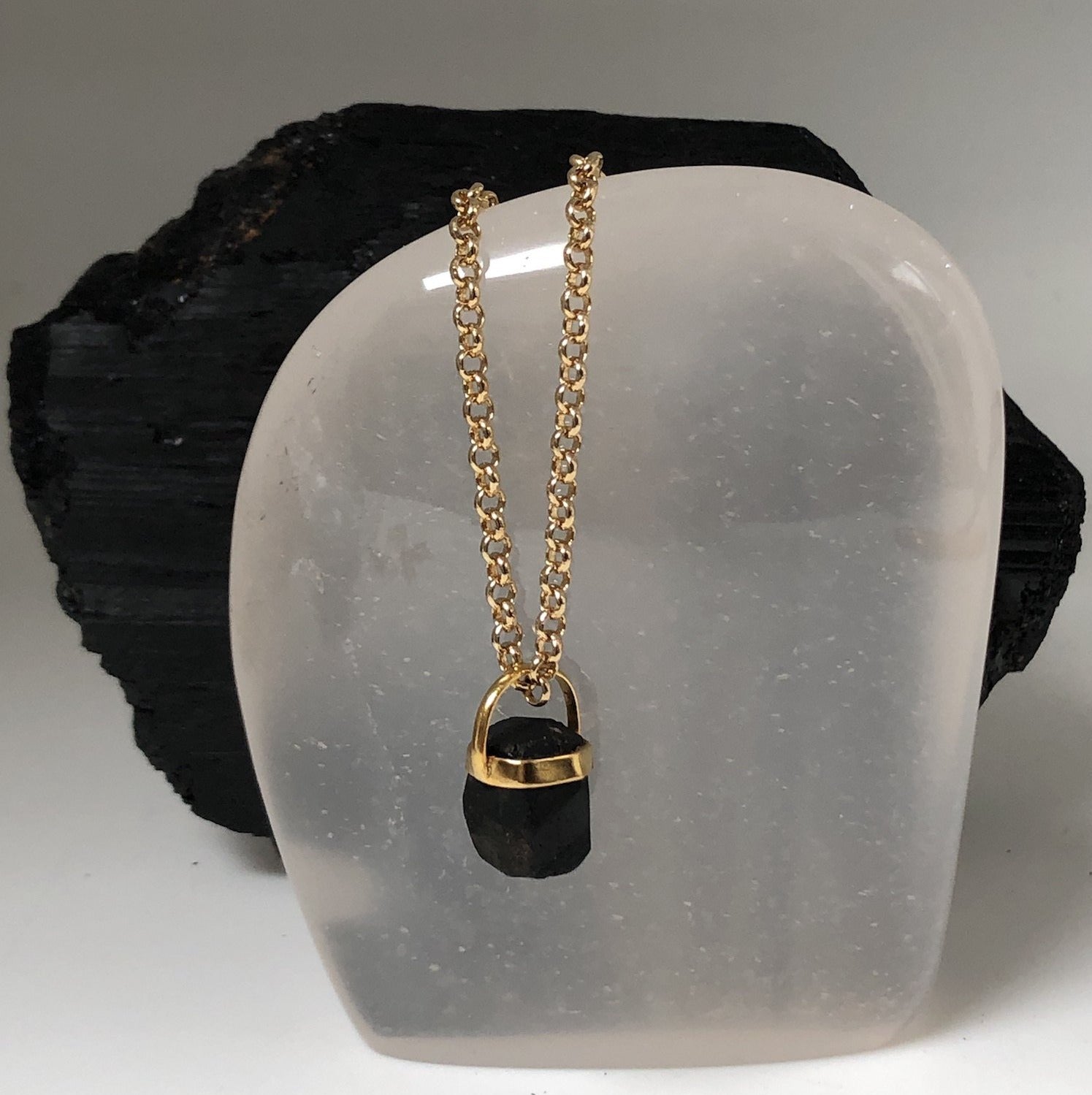 Black Tourmaline Bridge Set Pendant - Mirabelle Jewellery
