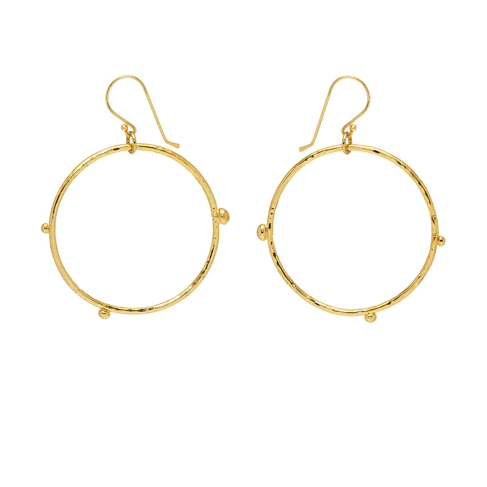 Simple gold-plated dot hoop earrings