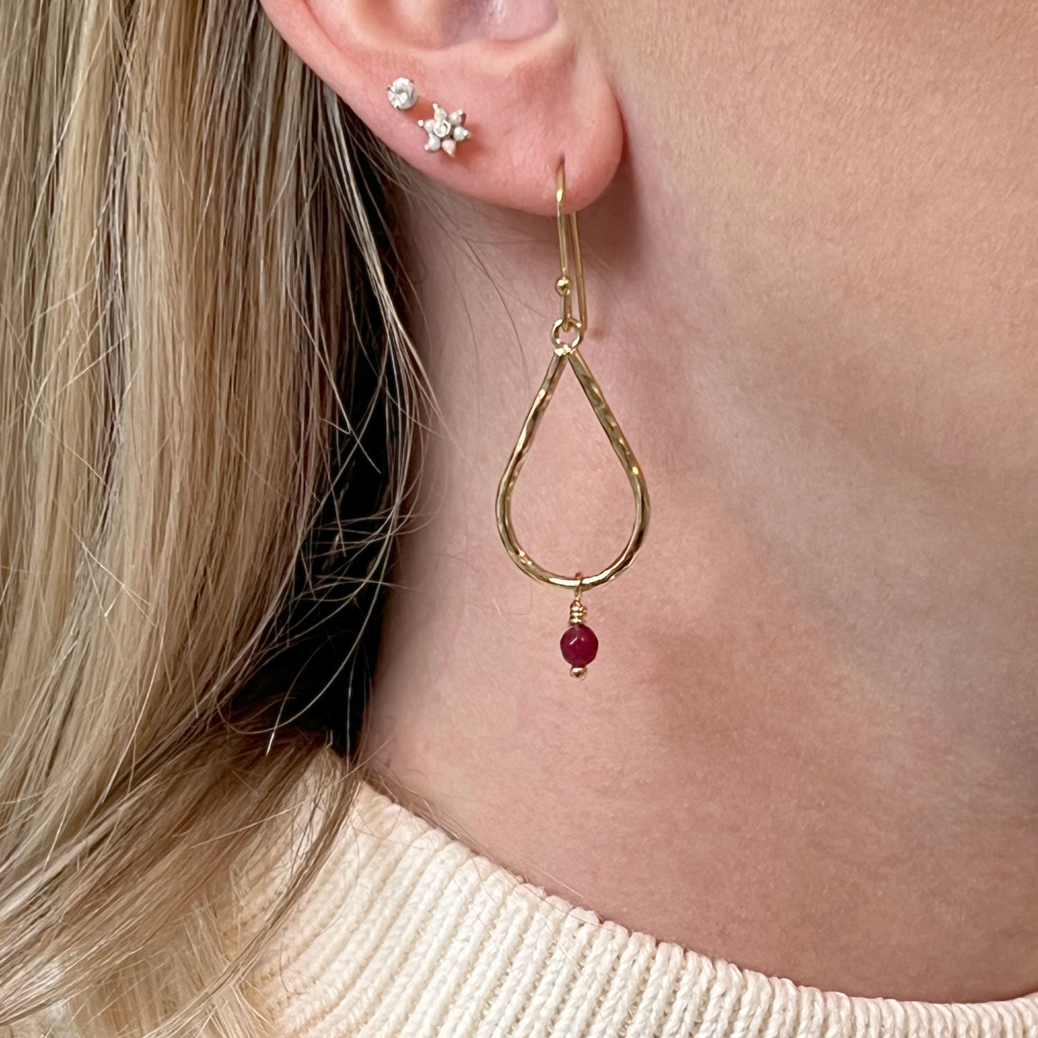 Semi Precious Teardrop Earrings