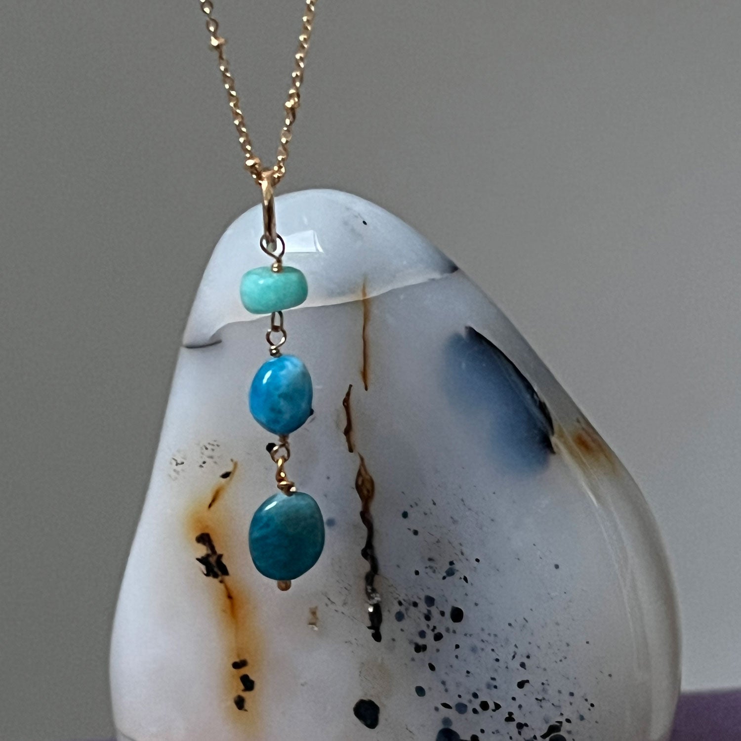 Gita 3 stone Pendant Amazonite & Apatite