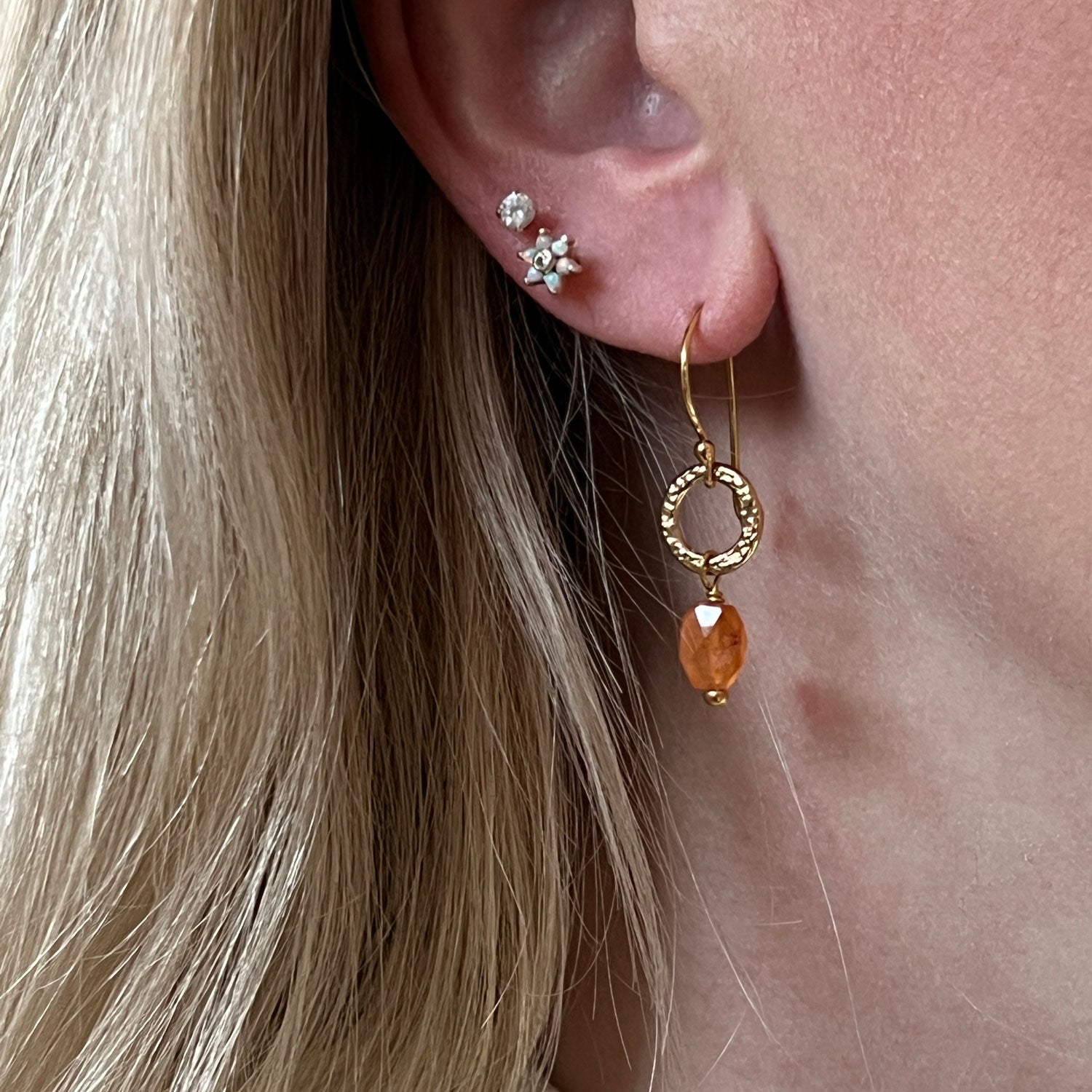 Gita Earrings Faceted Carnelian