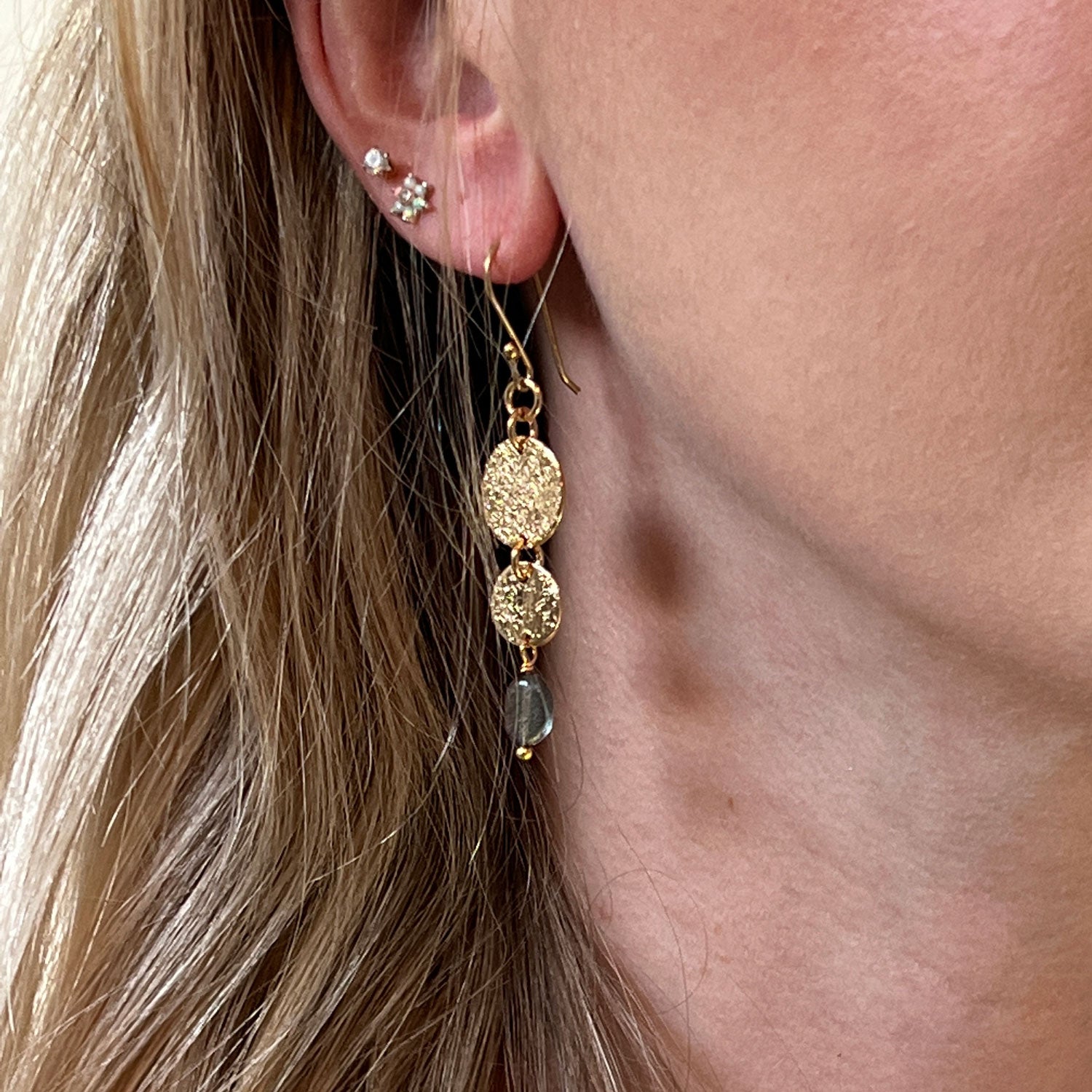 Harmonia Earrings — Labradorite or Moonstone