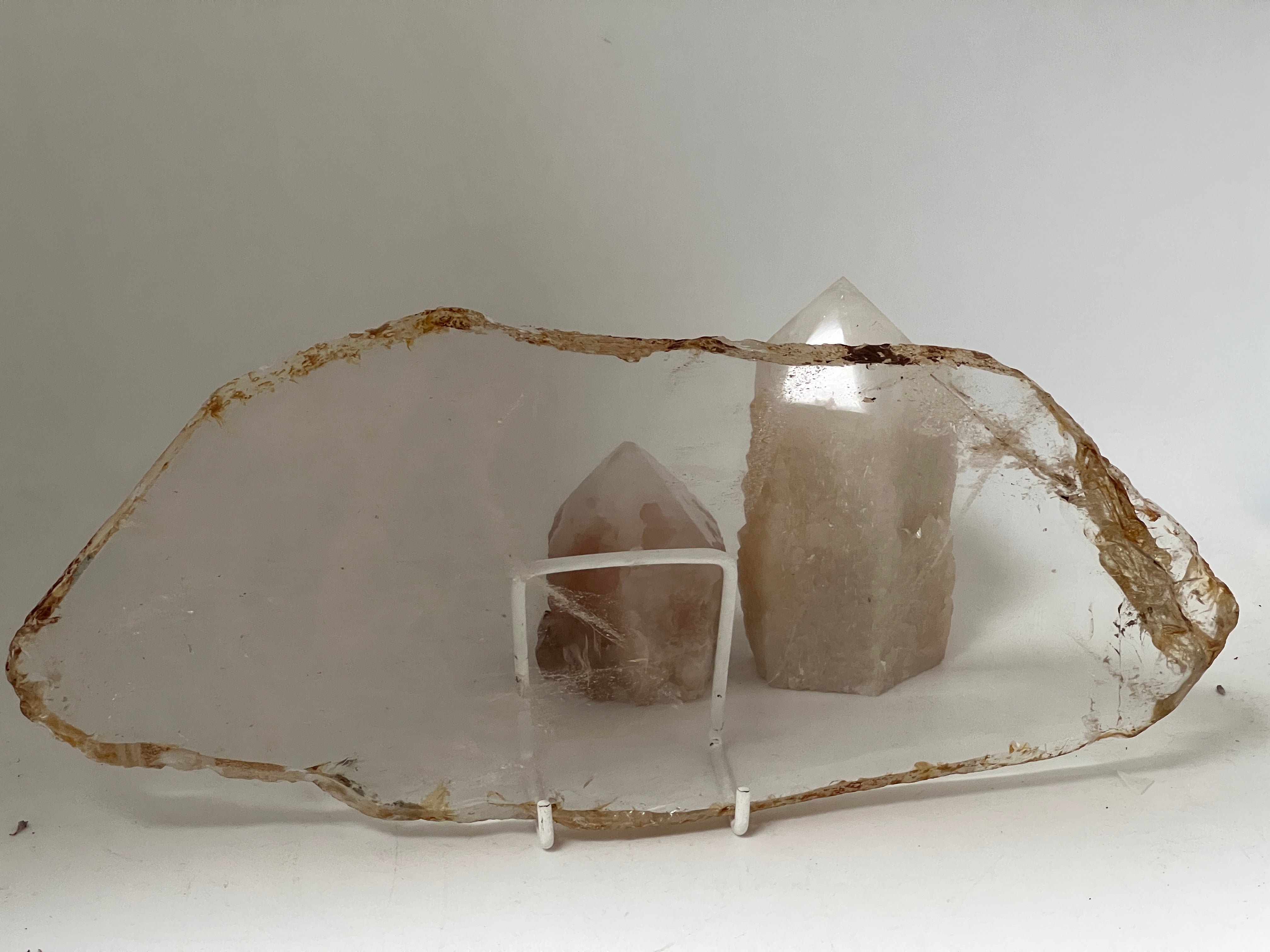 Large specimen rock crystal slice from Madagascar