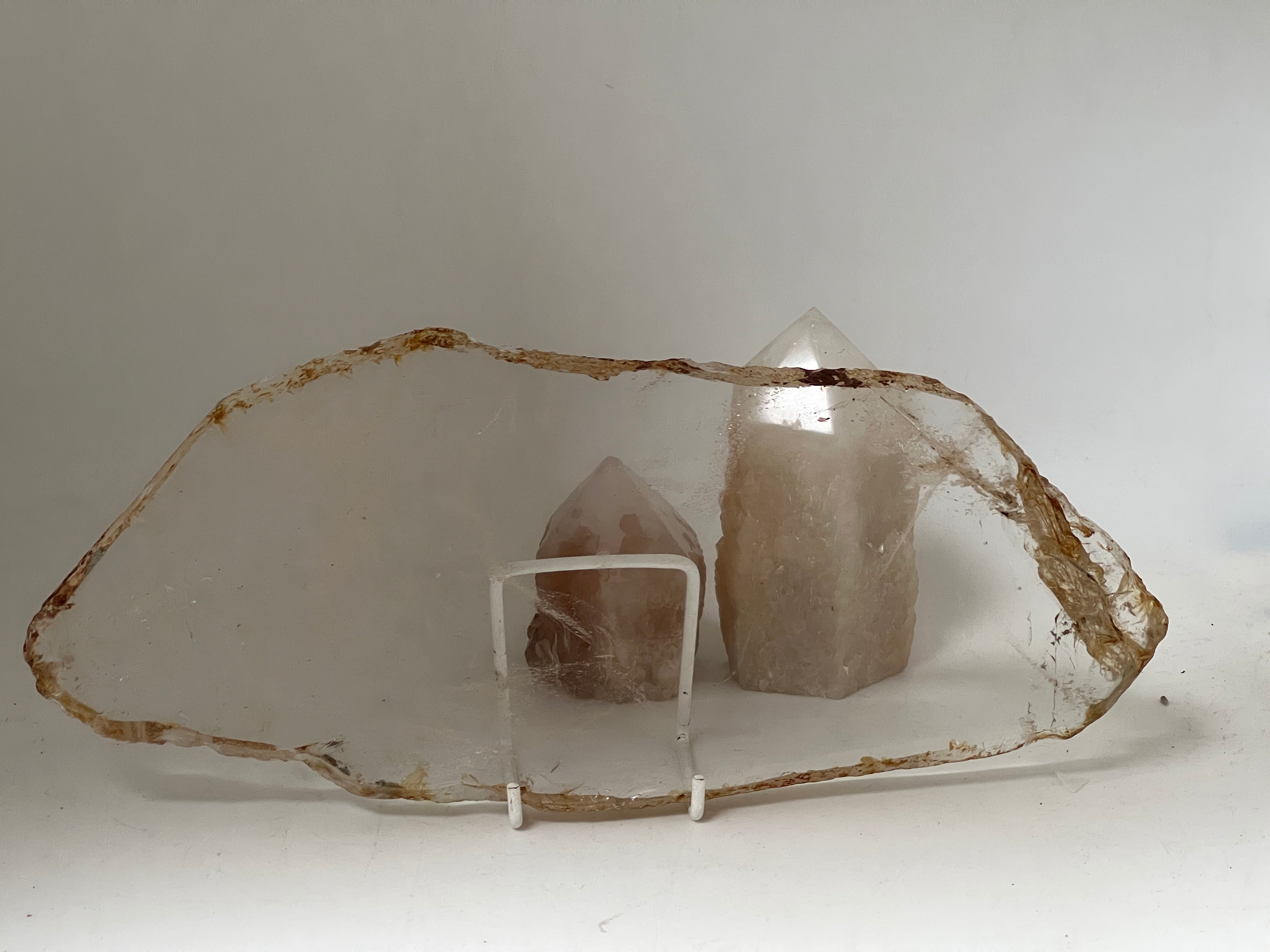 Large specimen rock crystal slice from Madagascar