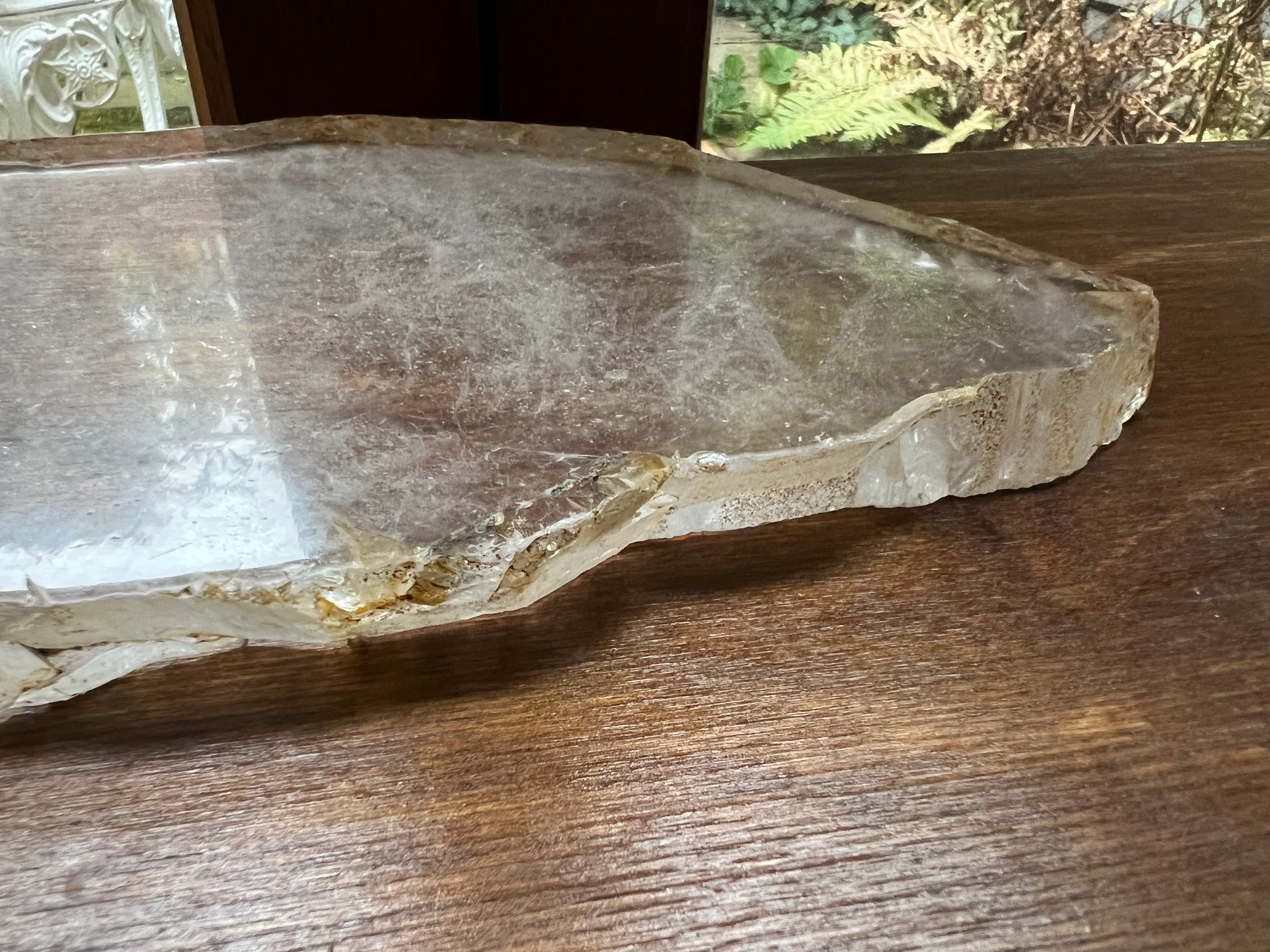Large specimen rock crystal slice from Madagascar