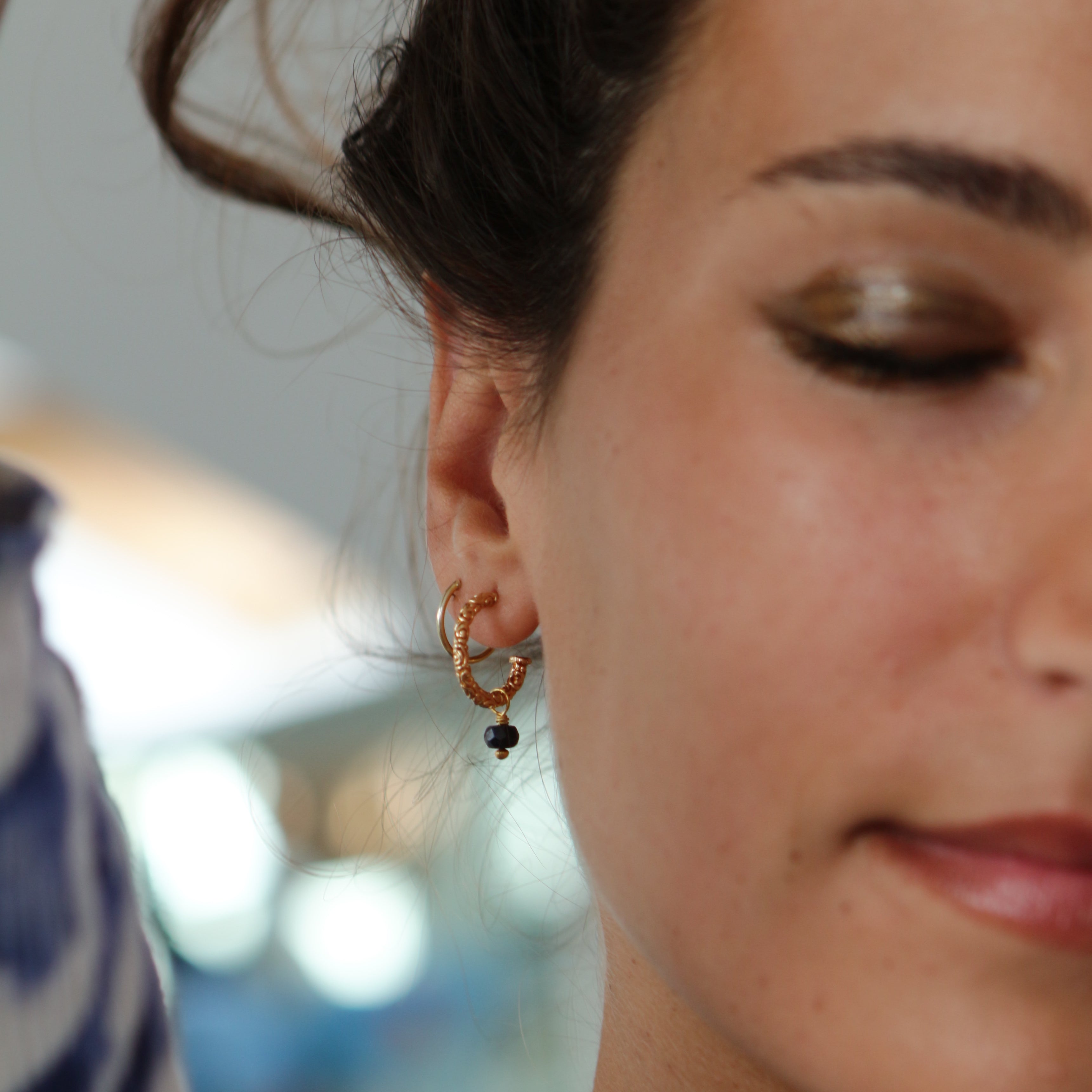 Iris Creole Earrings Sapphire - Mirabelle Jewellery