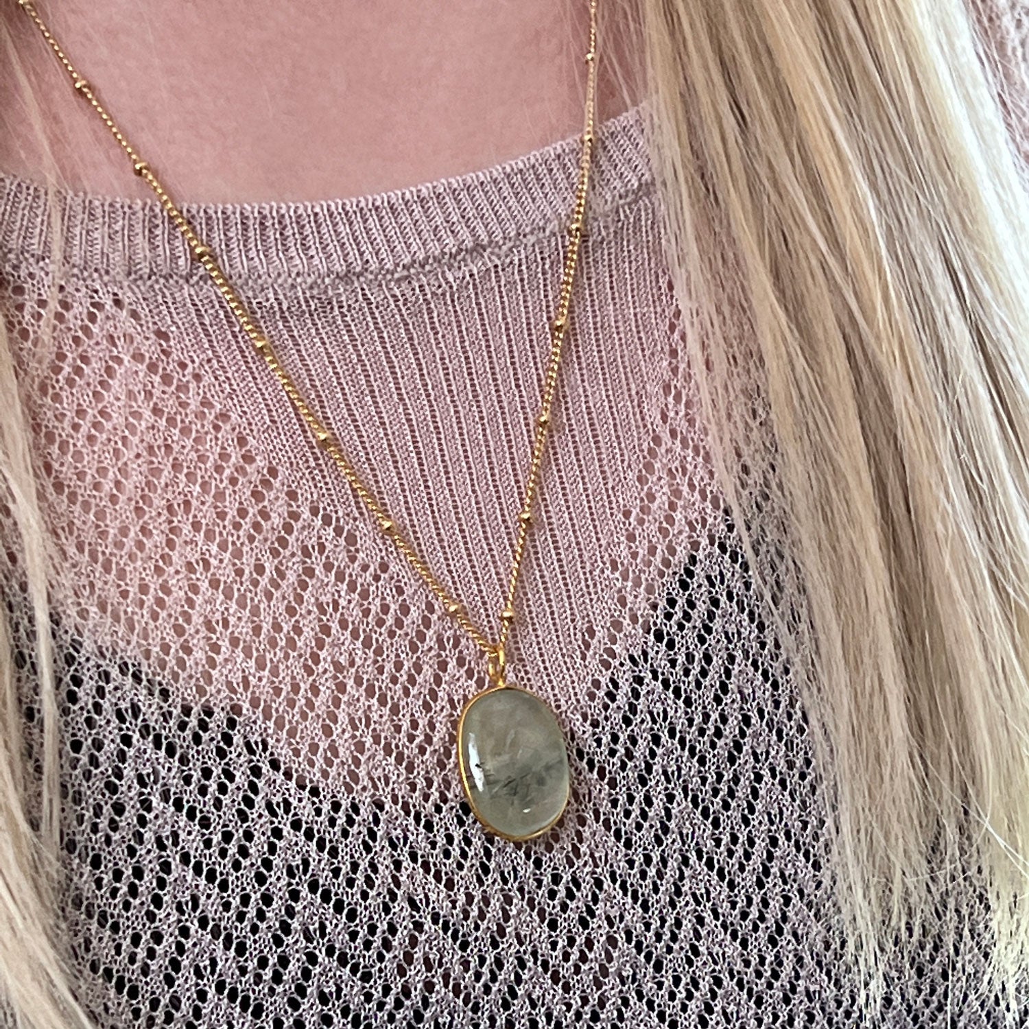 Freeform Prehnite Pendant Bezel