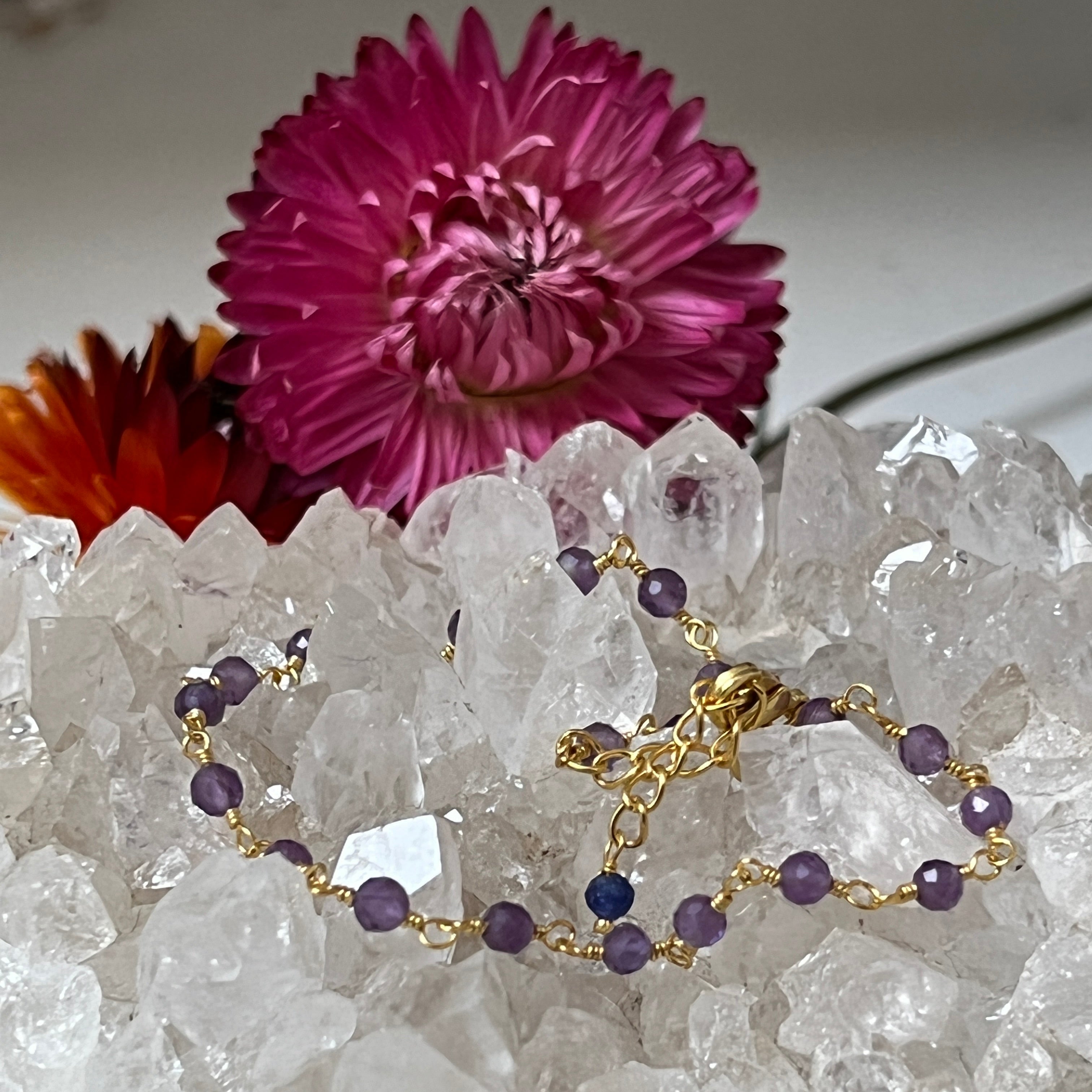 Rosary Bracelet - Amethyst with Sapphire